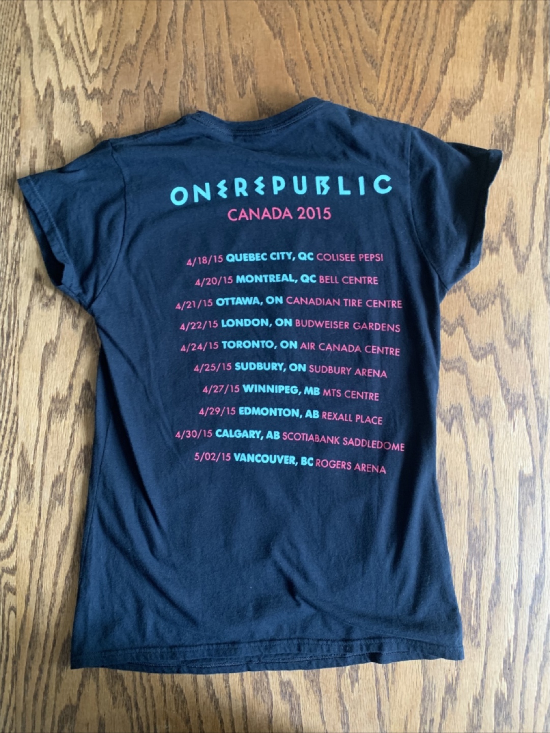 OneRepublic Canada 2015 Tour T-Shirt - Size M - photo 2