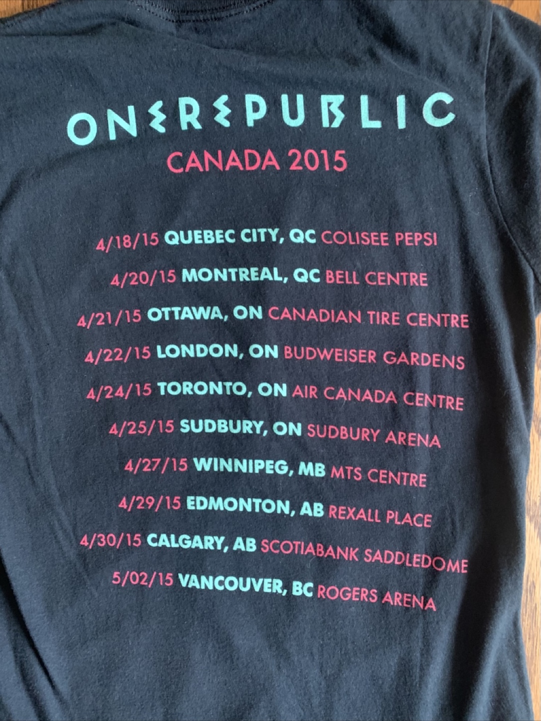 OneRepublic Canada 2015 Tour T-Shirt - Size M - photo 4