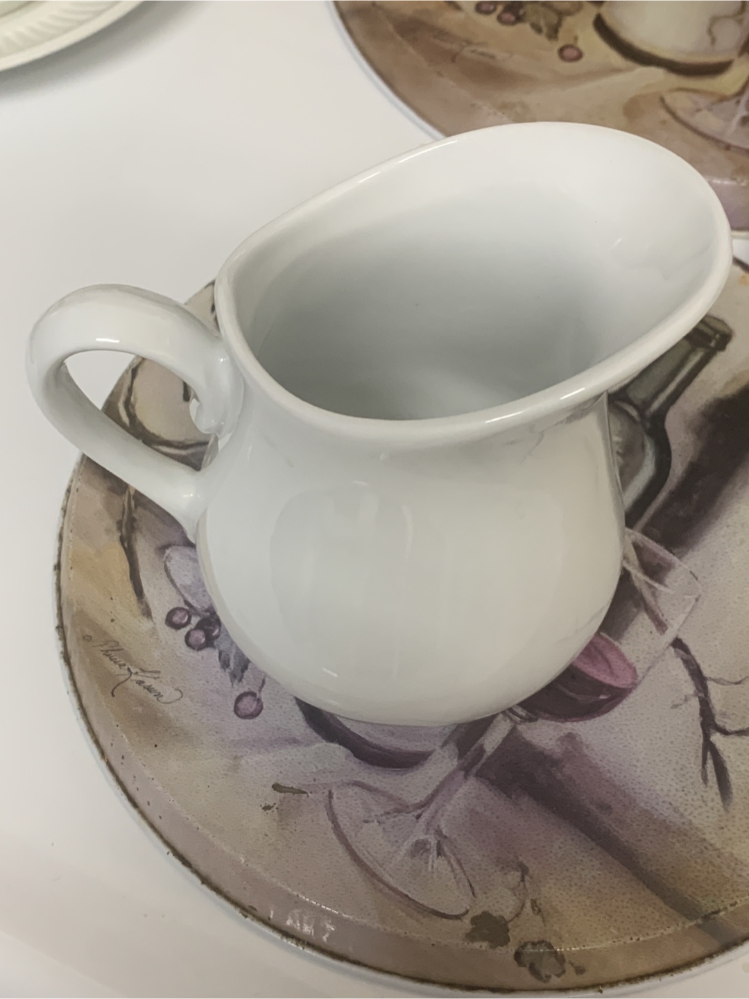 White Ceramic Small Pitcher & Butter Dish - photo 2