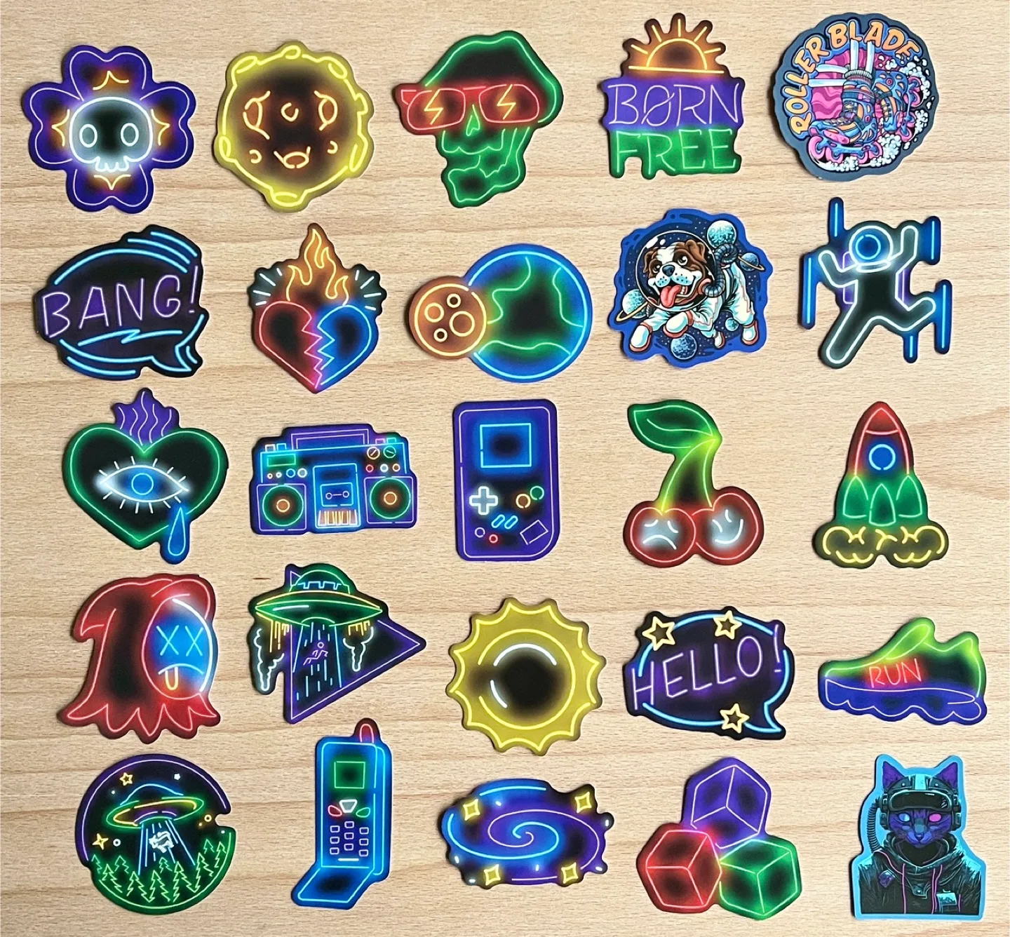 Pack of 50 Neon Lights Signs Stickers image indicator(7)