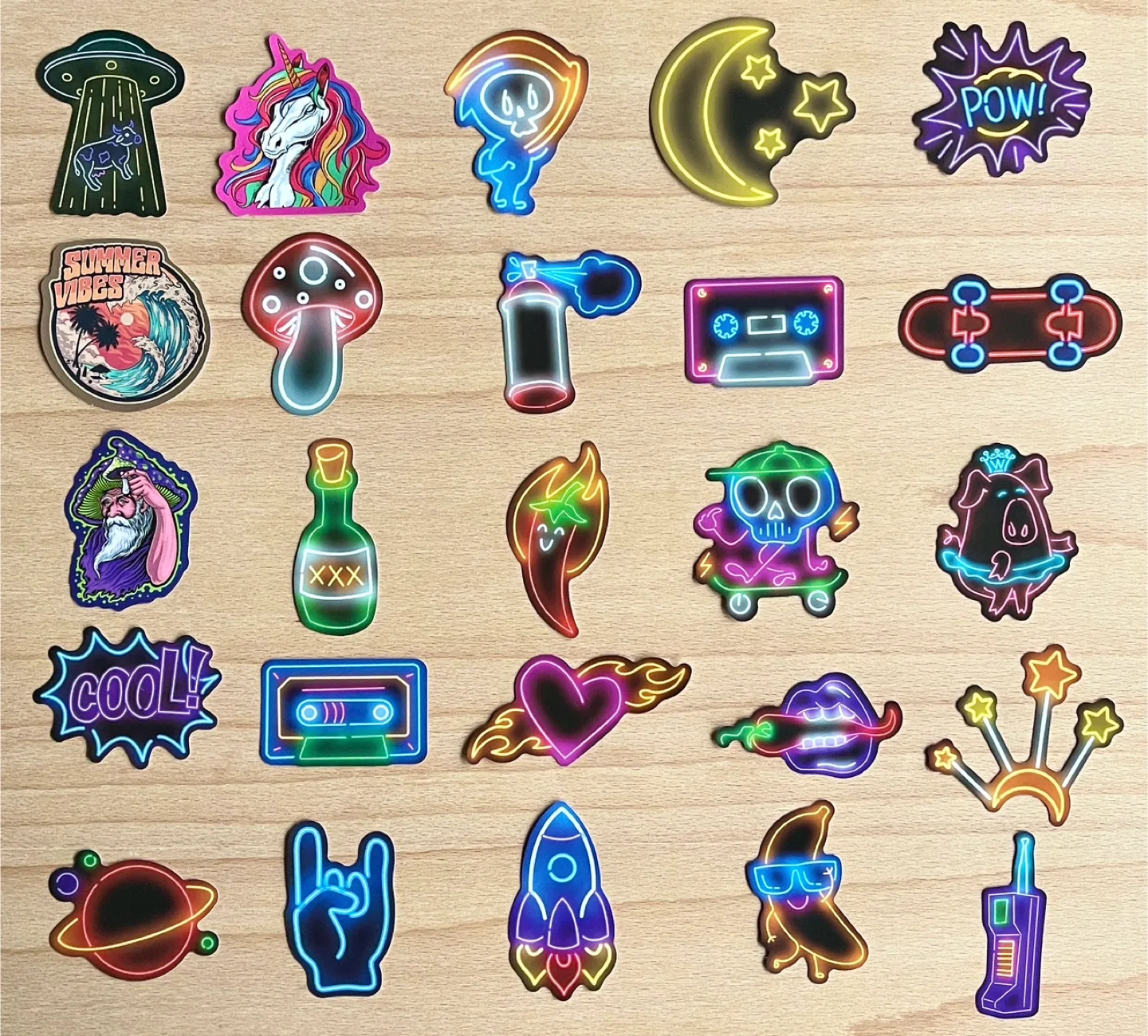 Pack of 50 Neon Lights Signs Stickers image indicator(6)