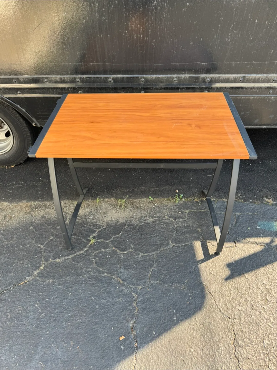 Wooden Top Desk with Metal Legs thumbnail