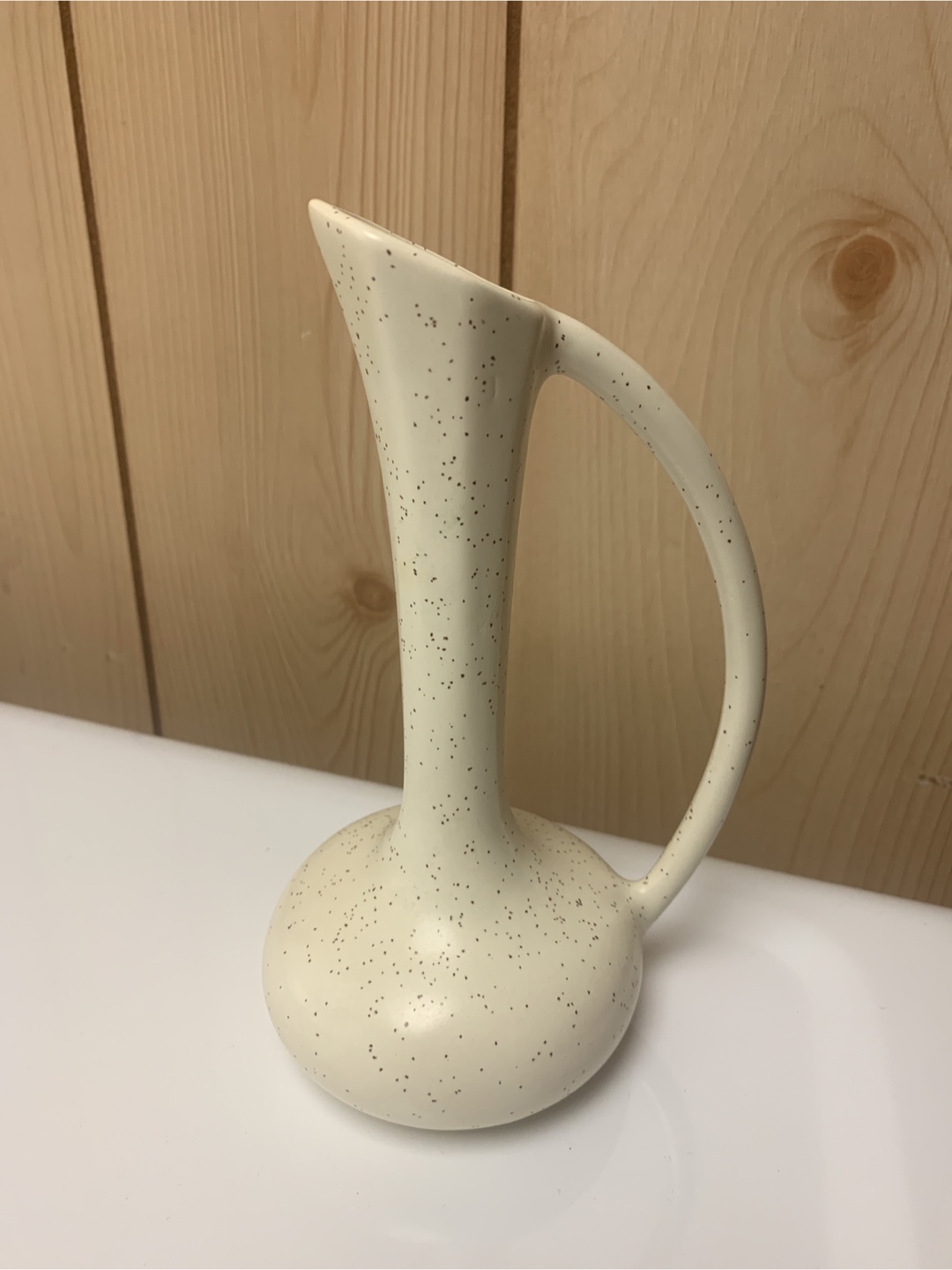 Speckled Cream Ceramic Pitcher Vase