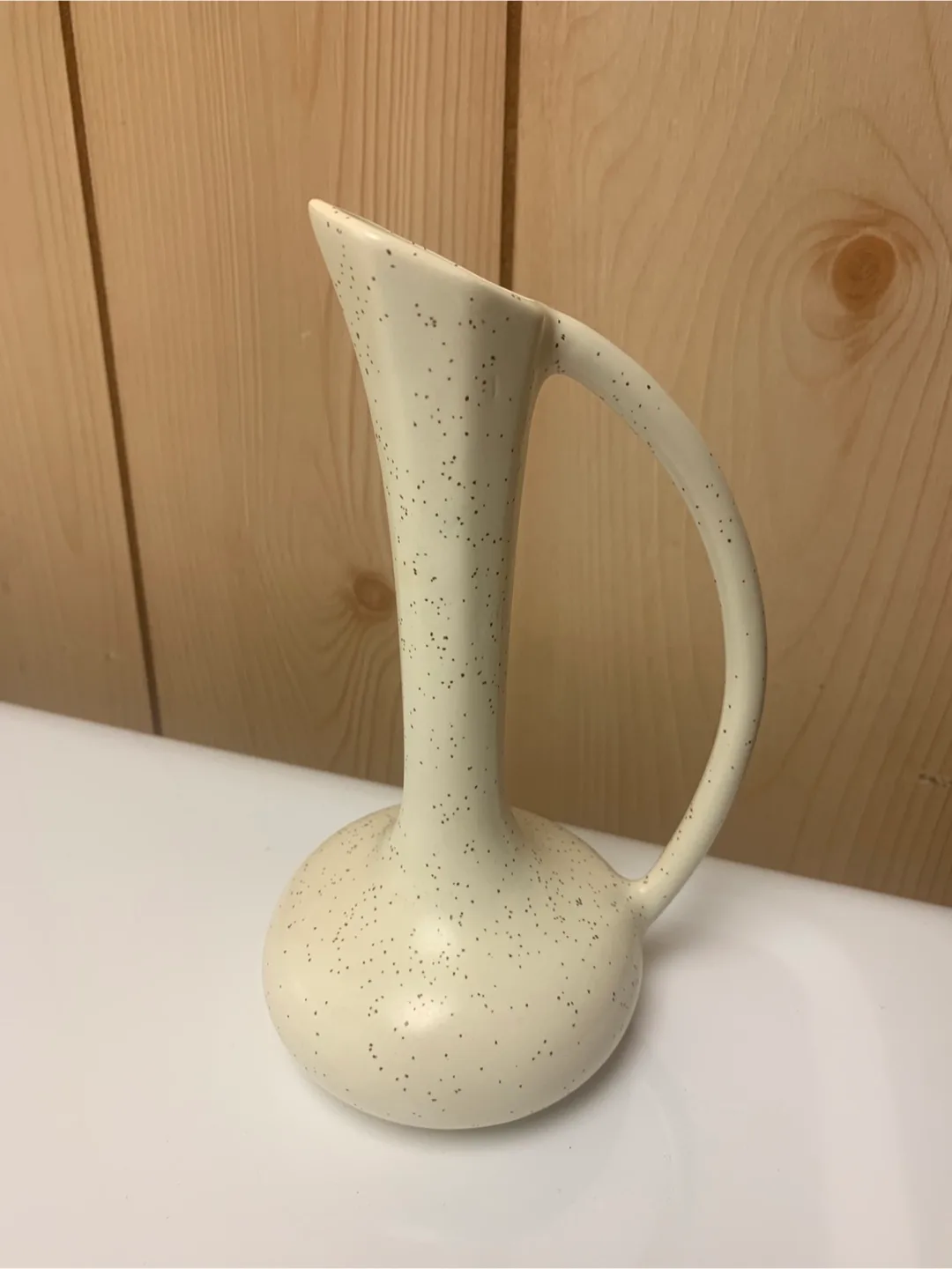 Speckled Cream Ceramic Pitcher Vase thumbnail