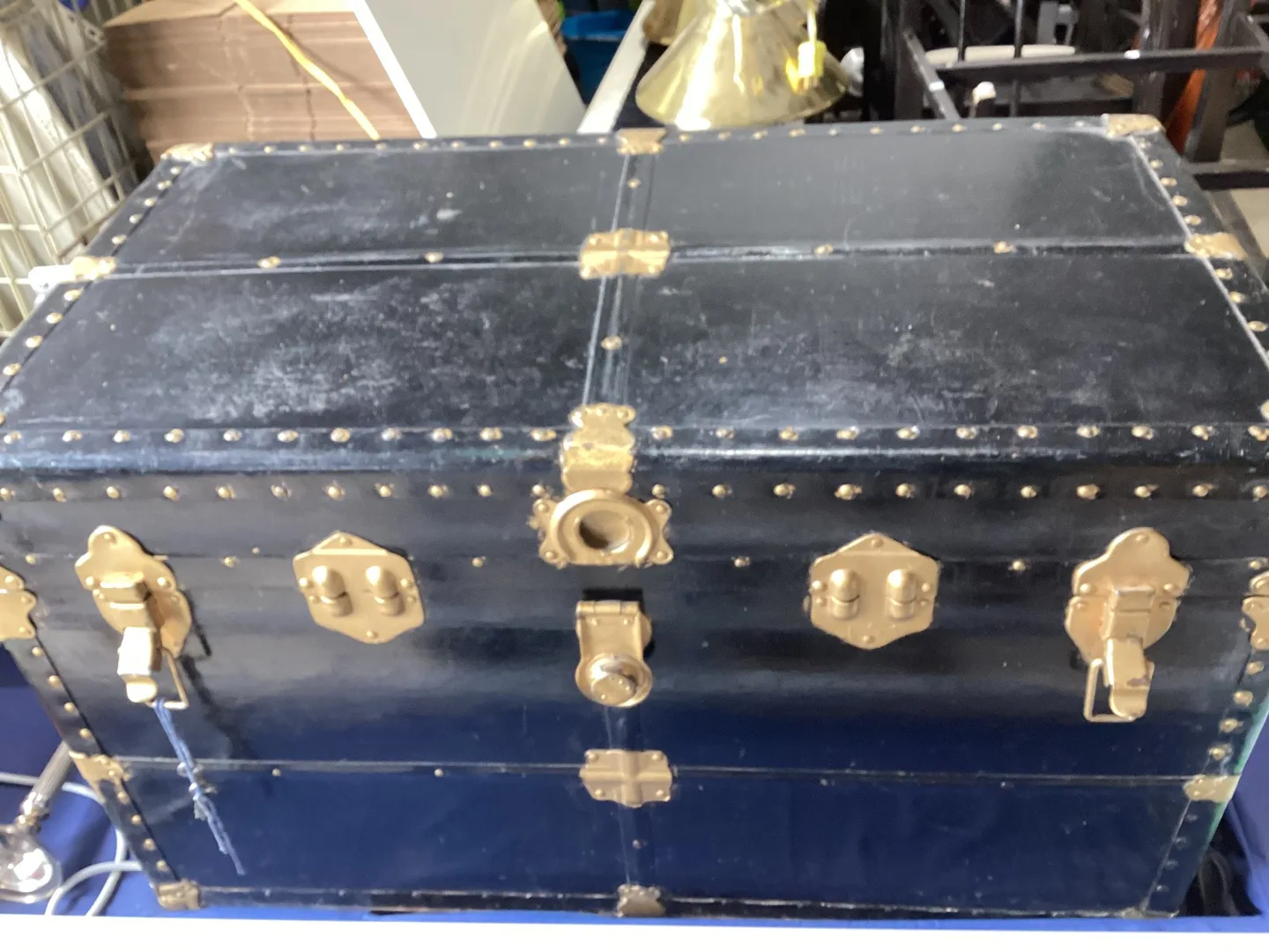 Antique Black Steamer Trunk thumbnail