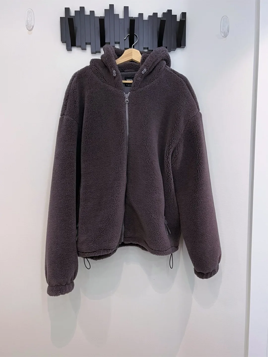 New Zara Men’s Grey Sherpa Hoodie - Size L thumbnail