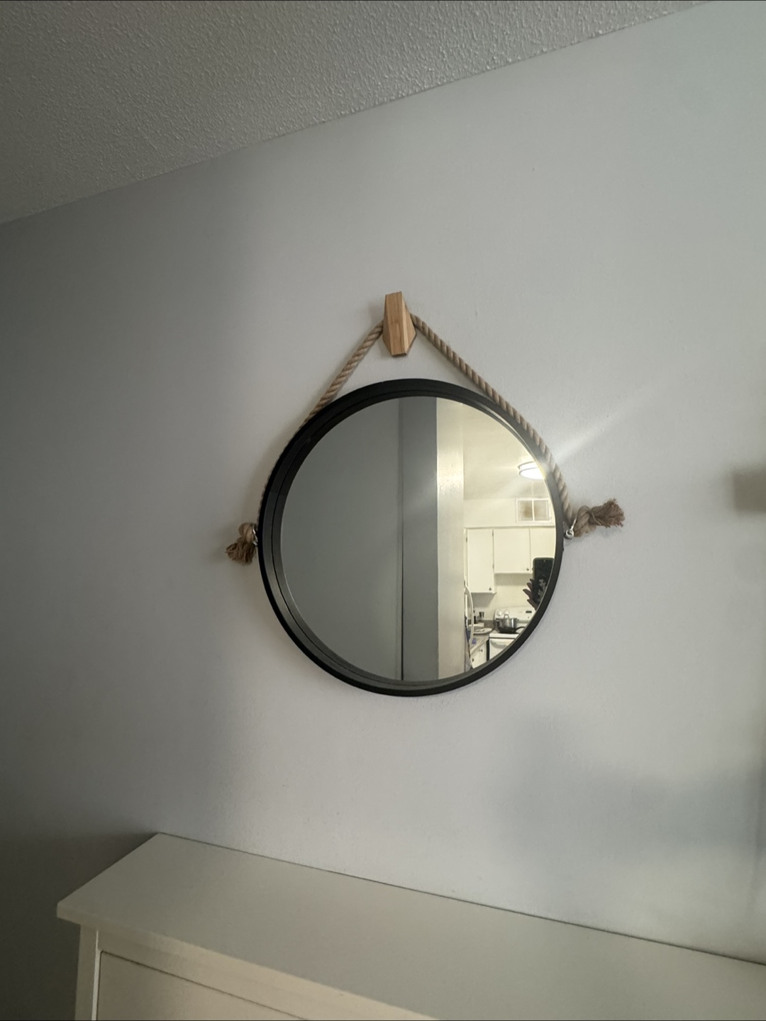 Round Black Framed Rope Mirror - photo 2