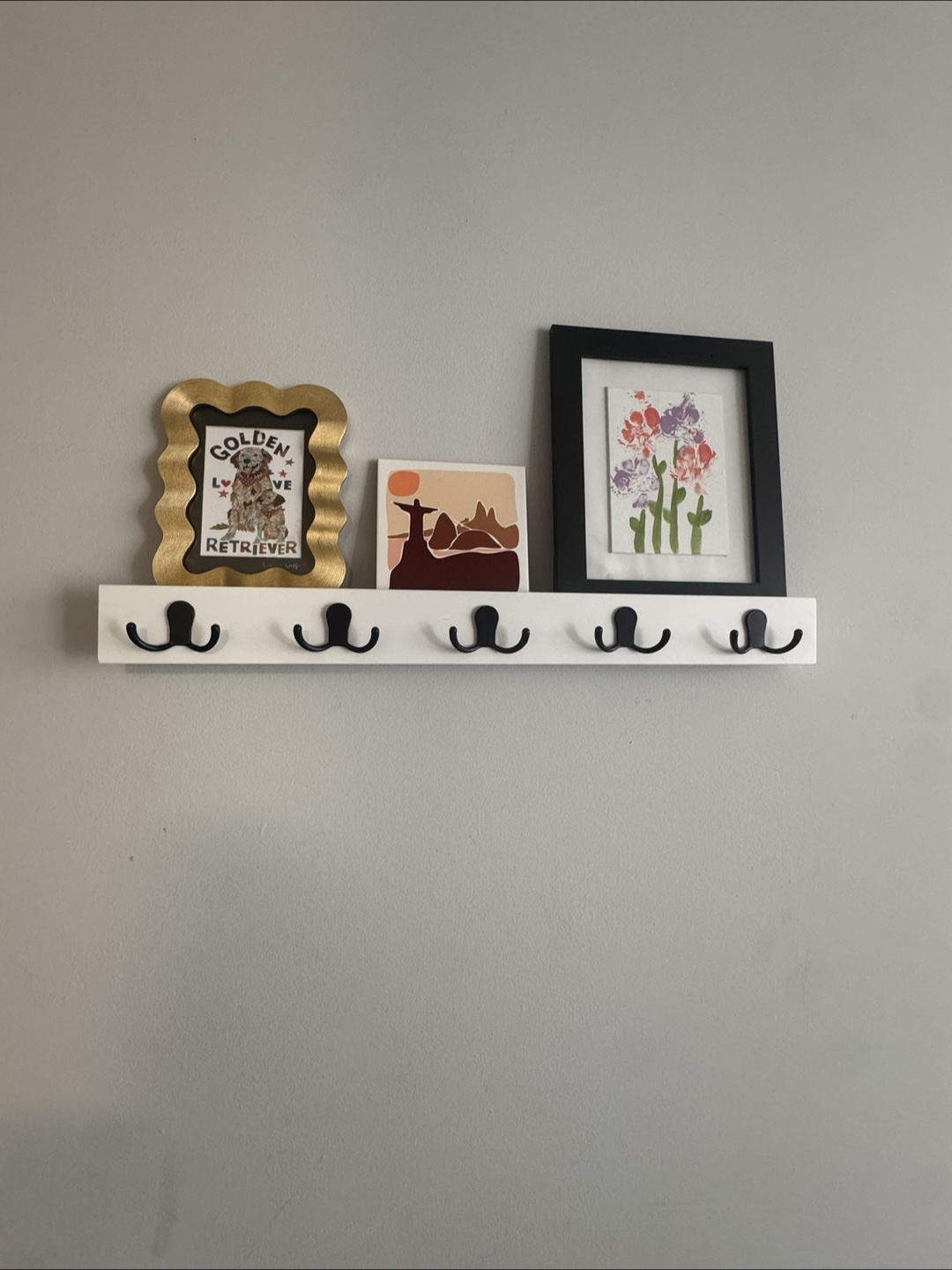 White Coat Rack with Black Hooks and bench - photo 2