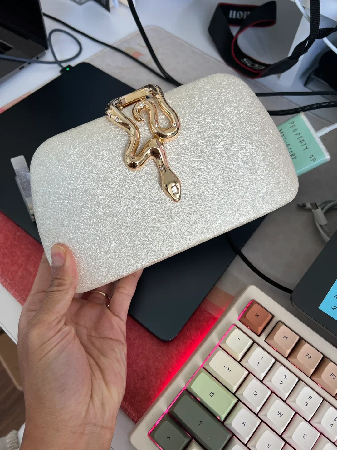 Elegant Snake Accent Clutch Bag thumbnail