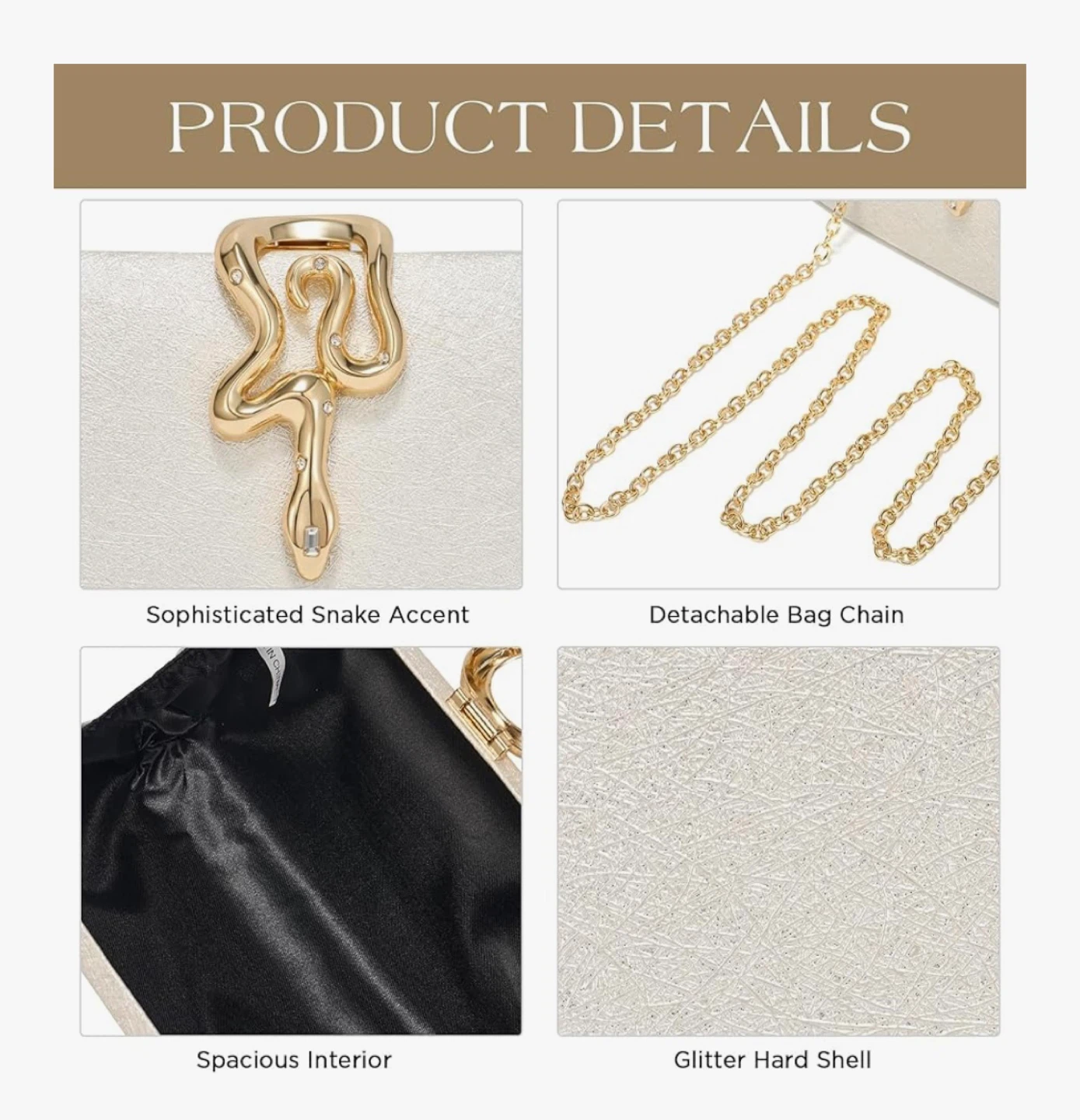 Elegant Snake Accent Clutch Bag - photo 5