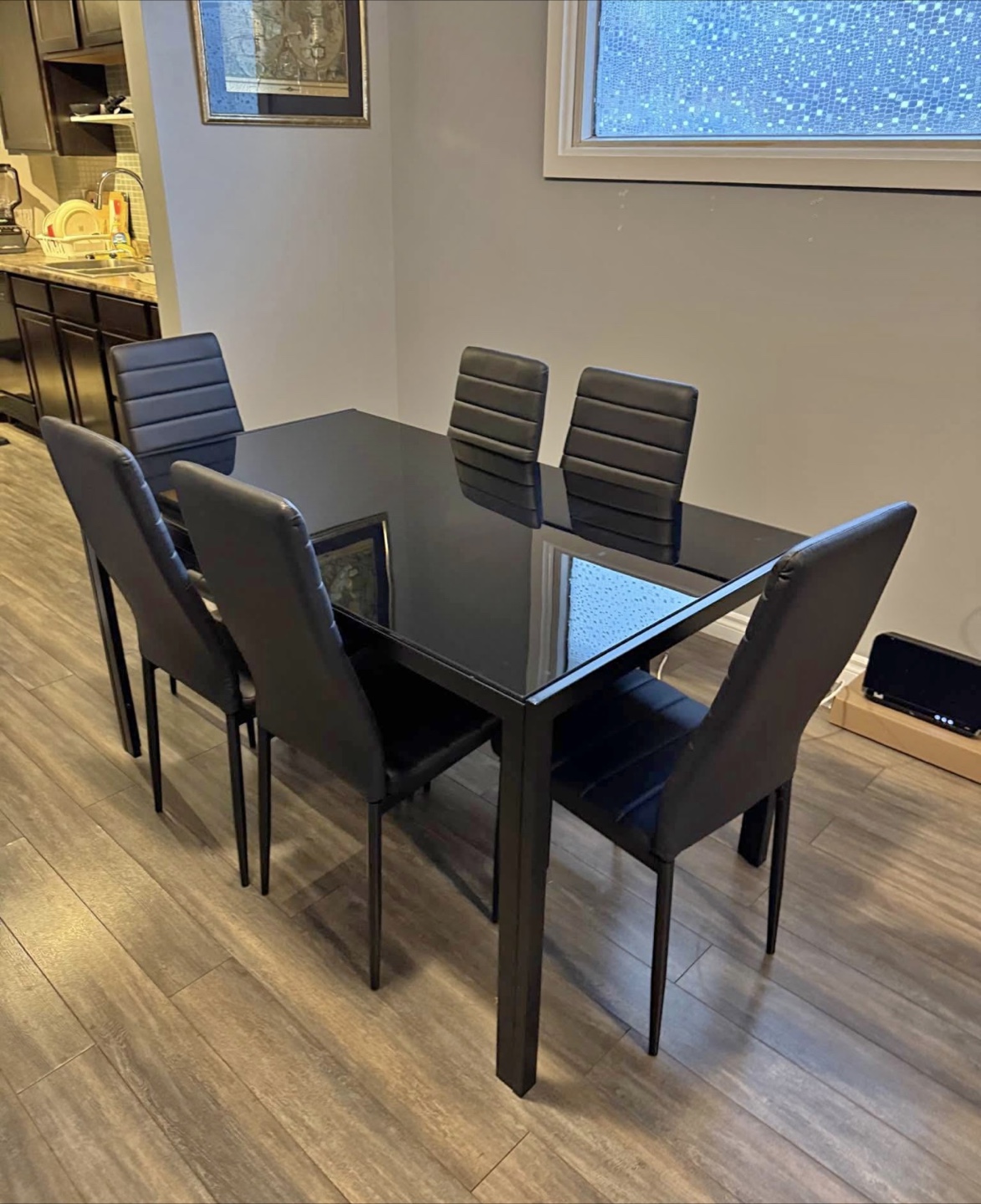 Black Dining Table with 6 Chairs