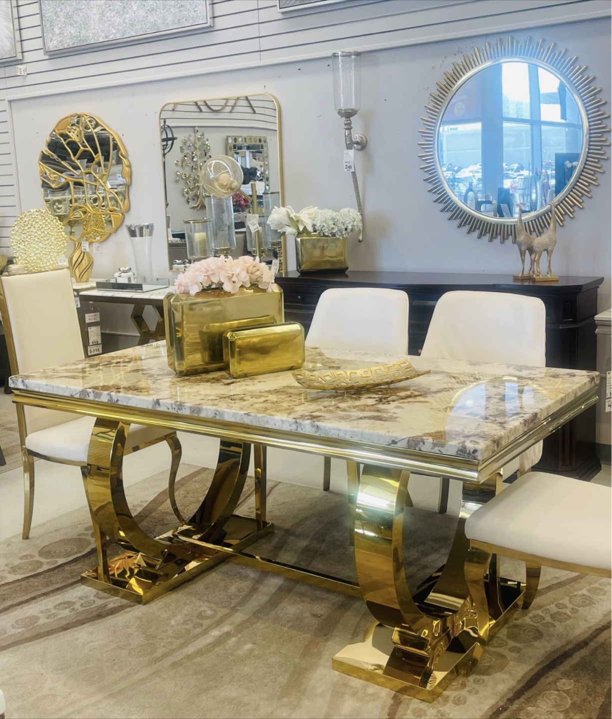 Gold & Marble Dining Table
