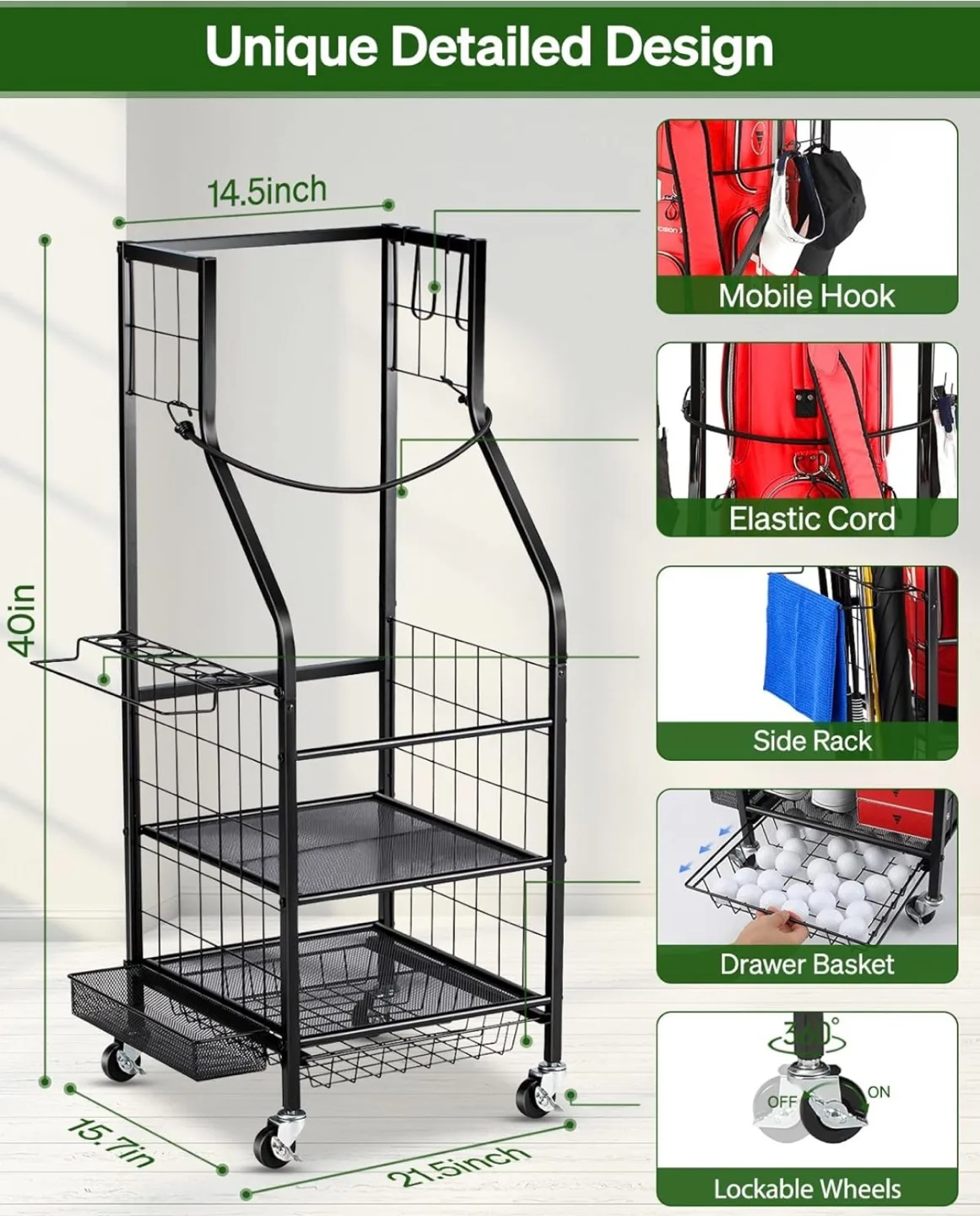 Golf Bag Storage Organizer Cart image indicator(5)