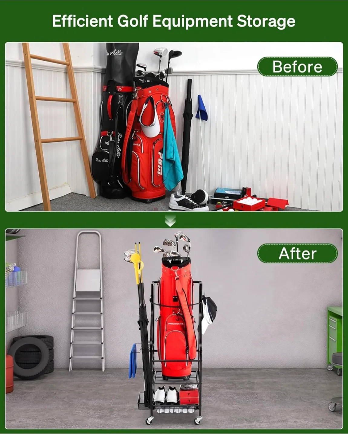 Golf Bag Storage Organizer Cart image indicator(2)