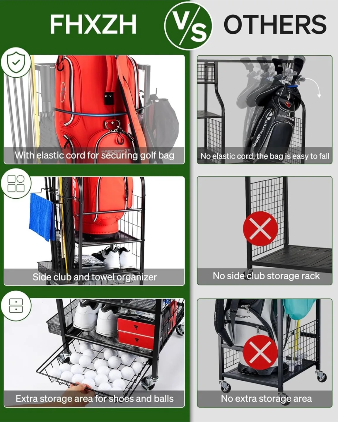 Golf Bag Storage Organizer Cart image indicator(6)