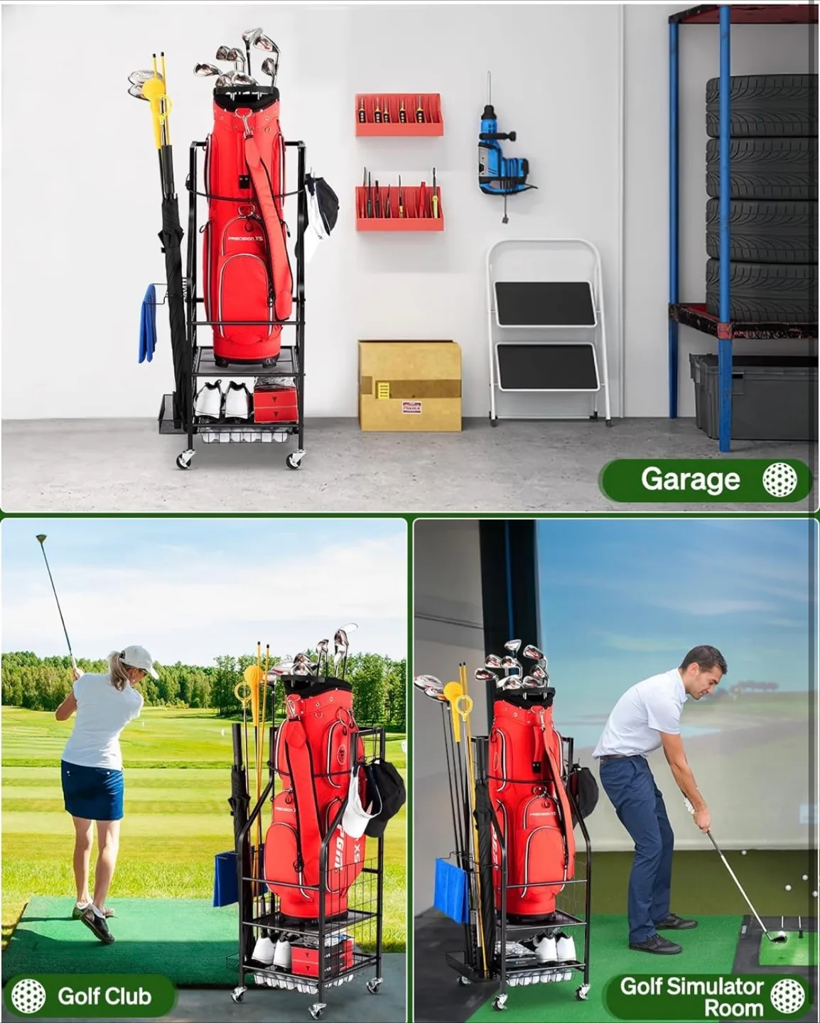 Golf Bag Storage Organizer Cart image indicator(7)