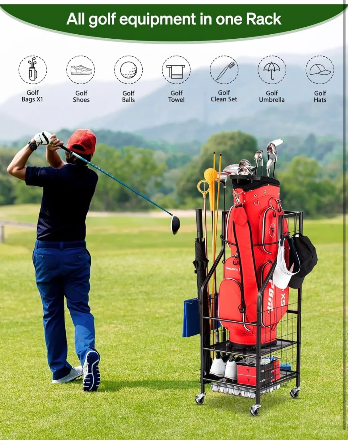 Golf Bag Storage Organizer Cart image indicator(8)