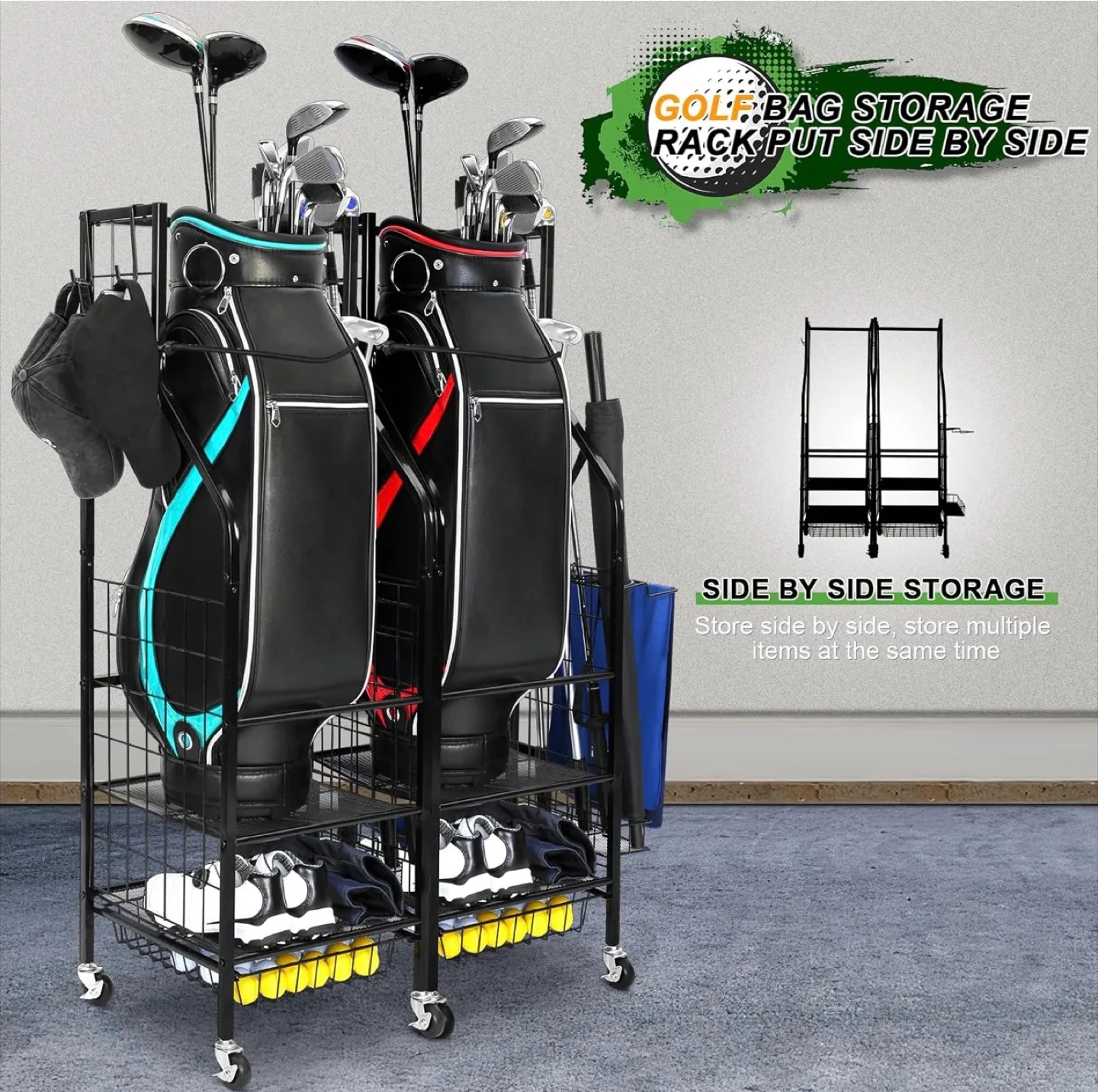 Golf Bag Storage Organizer Cart image indicator(9)