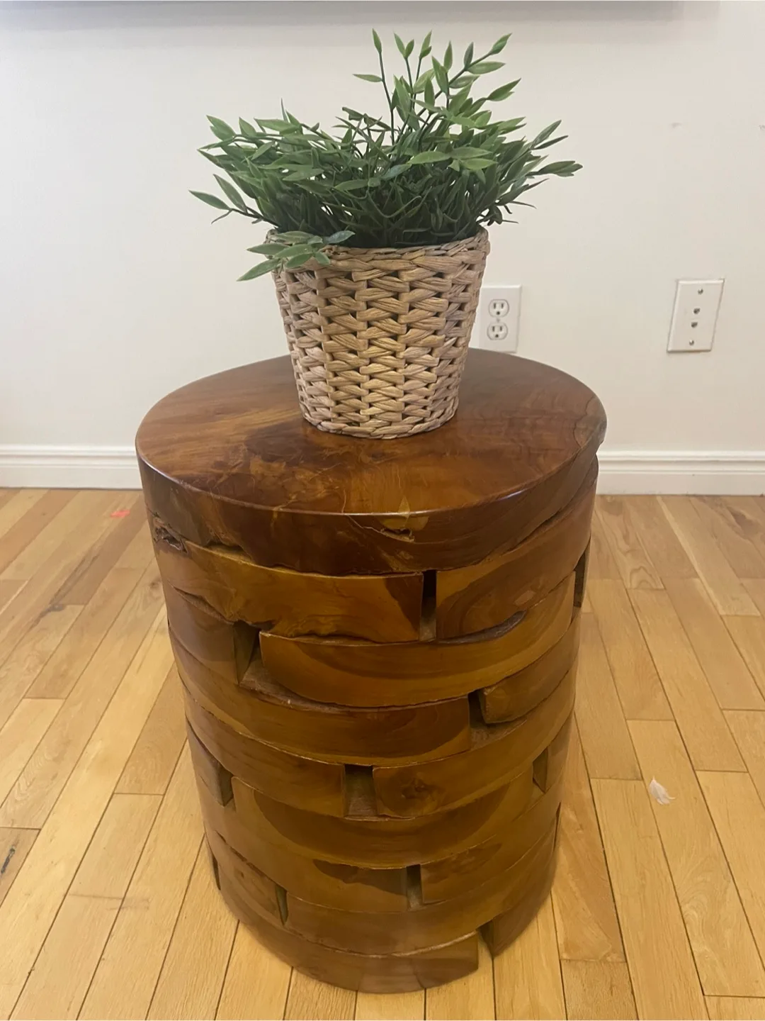 Round solid Wood Side Table thumbnail