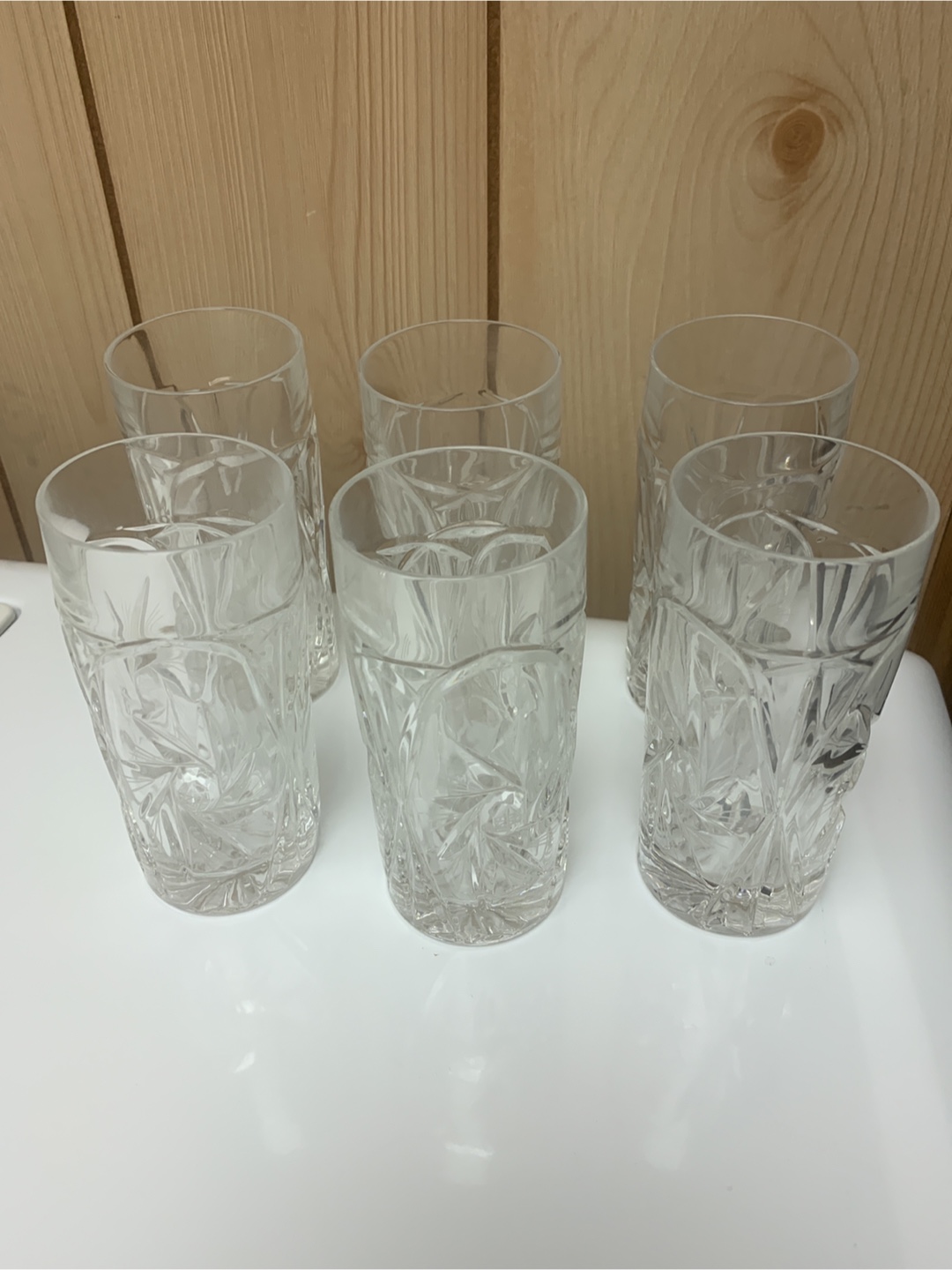 Set of 6 Vintage Pinwheel Crystal Glasses
