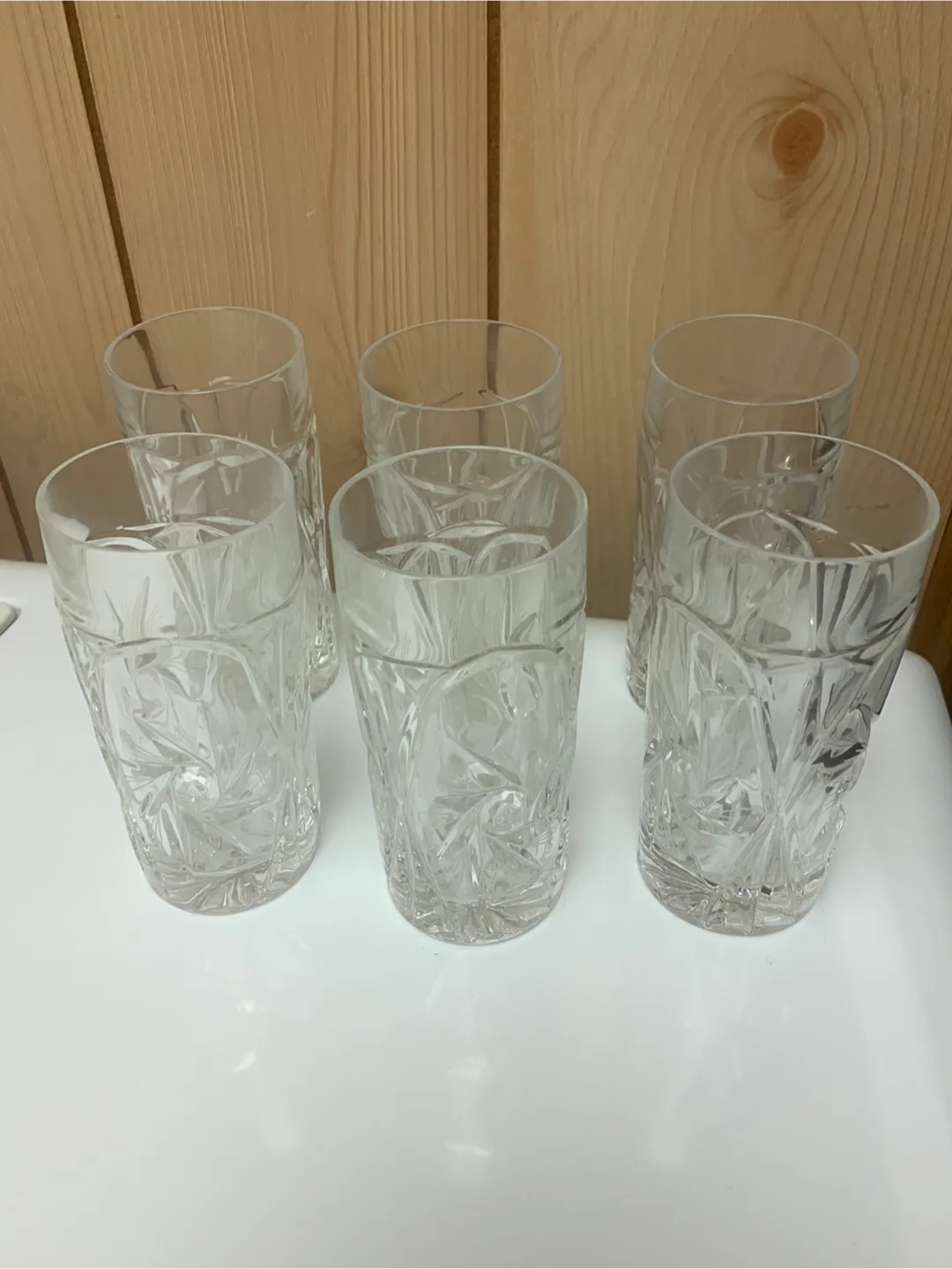 Set of 6 Vintage Pinwheel Crystal Glasses thumbnail