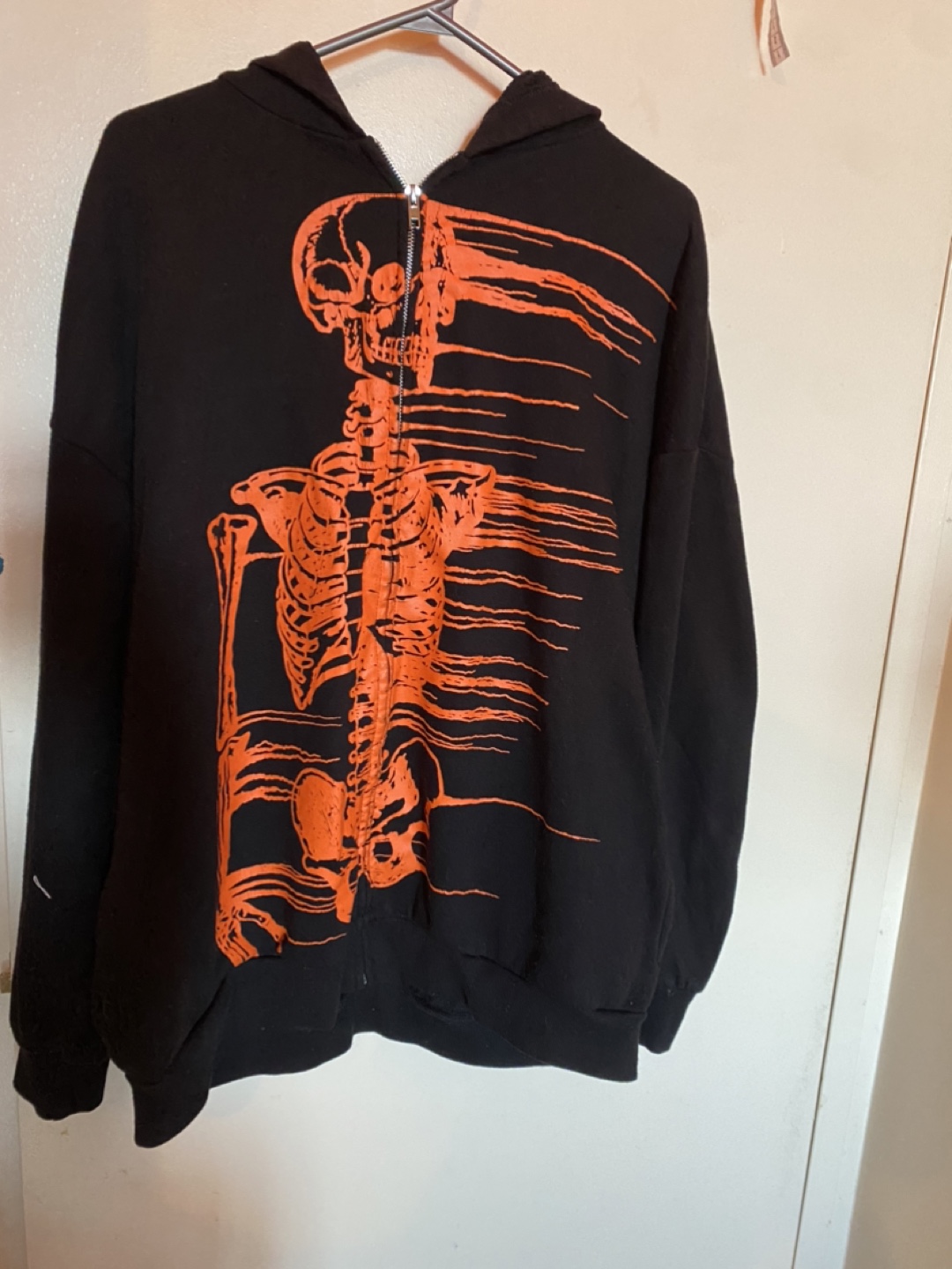 Social collision Skeleton Graphic Zip-Up Hoodie - Black & Orange - photo 3