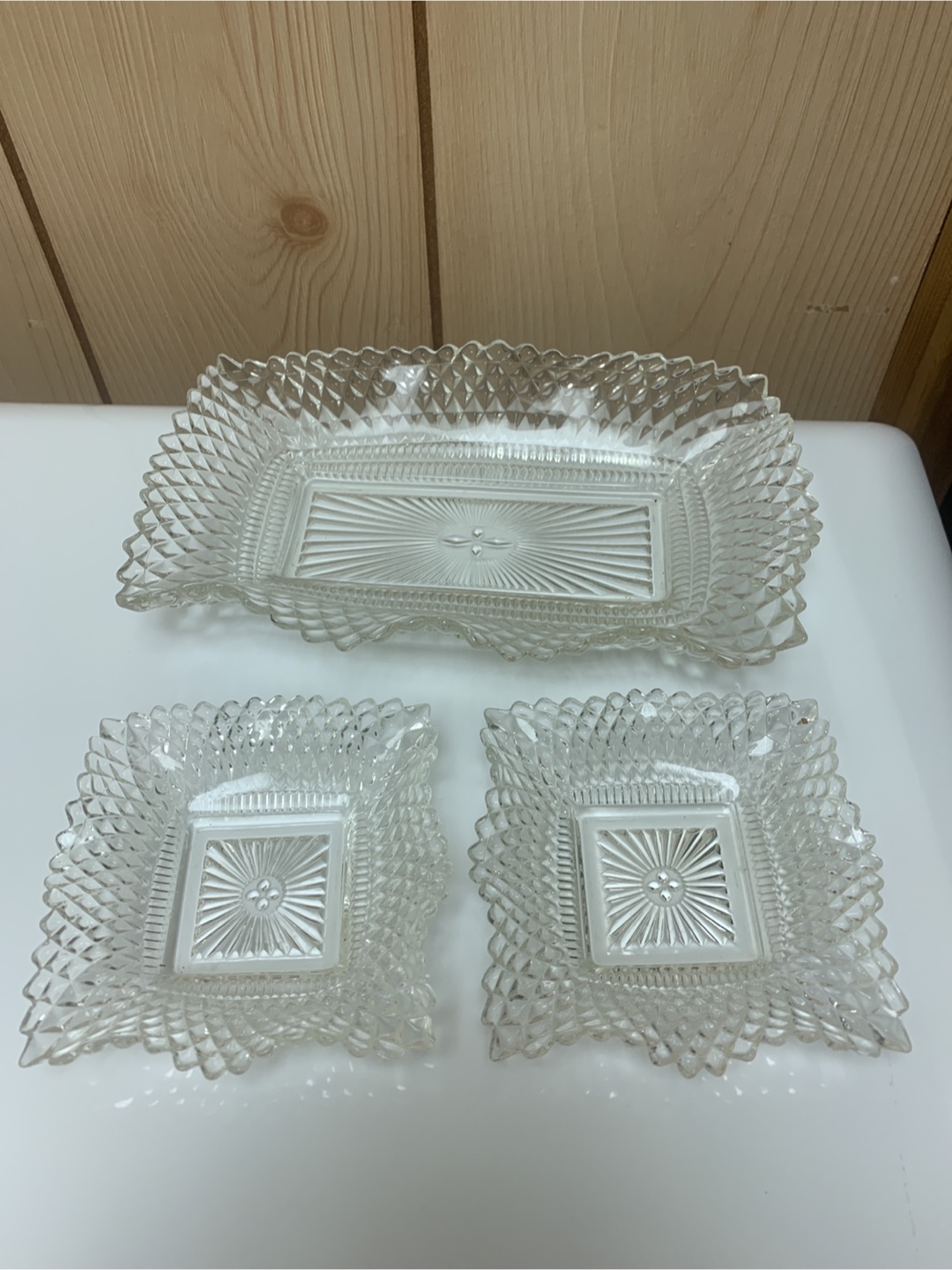 Vintage Clear Glass Serving Dishes (3)