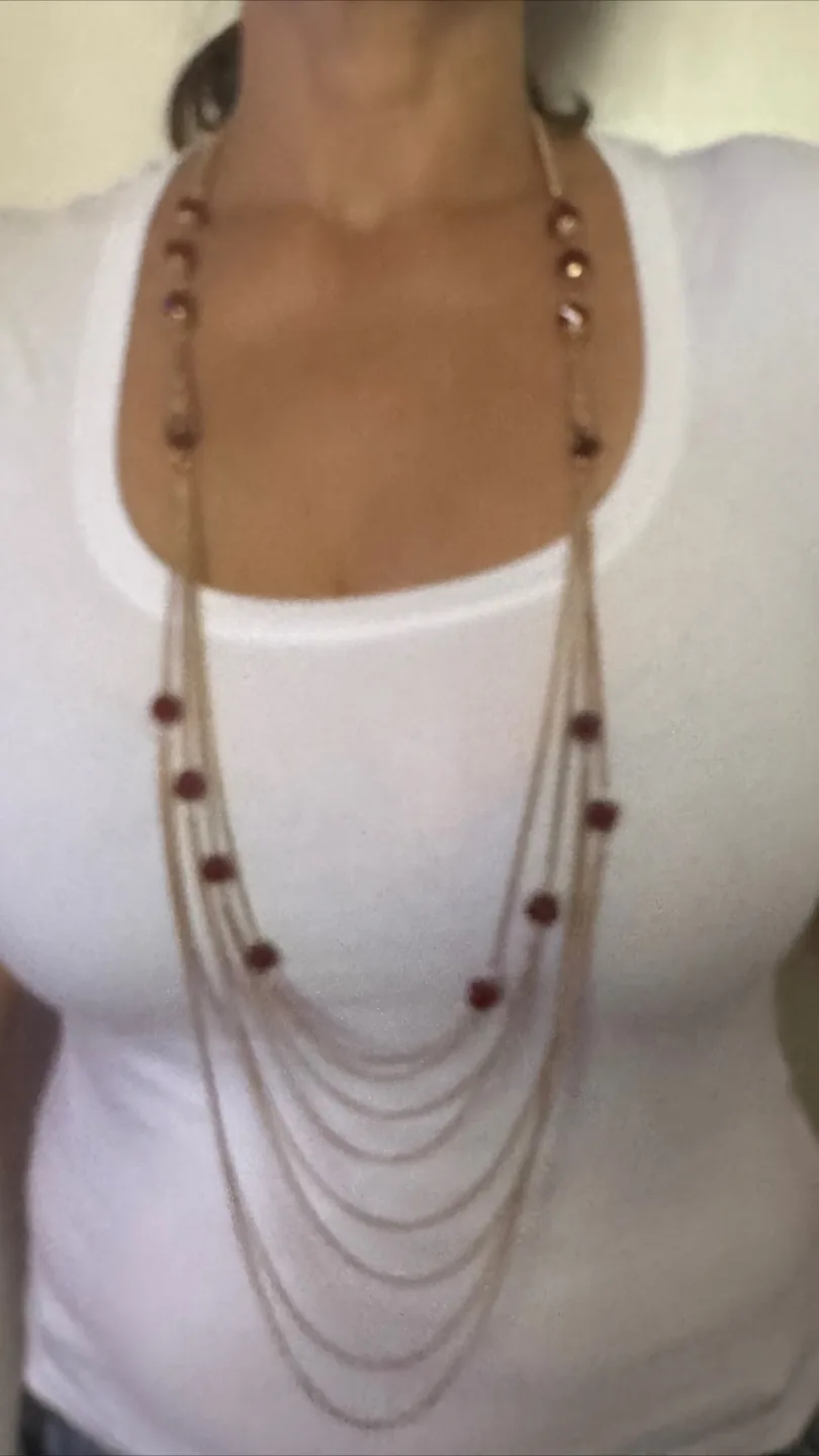 Layered Necklace with Red Beads thumbnail