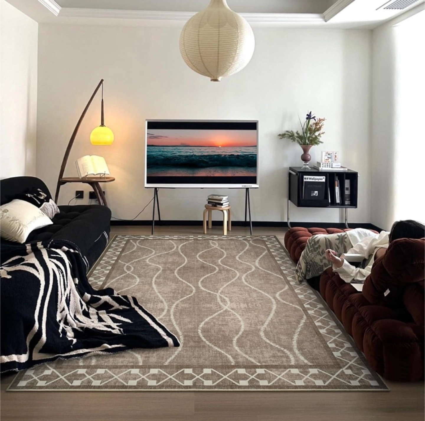 Modern Bordered, Washable Area Rug 5x7 - Brand New - photo 2