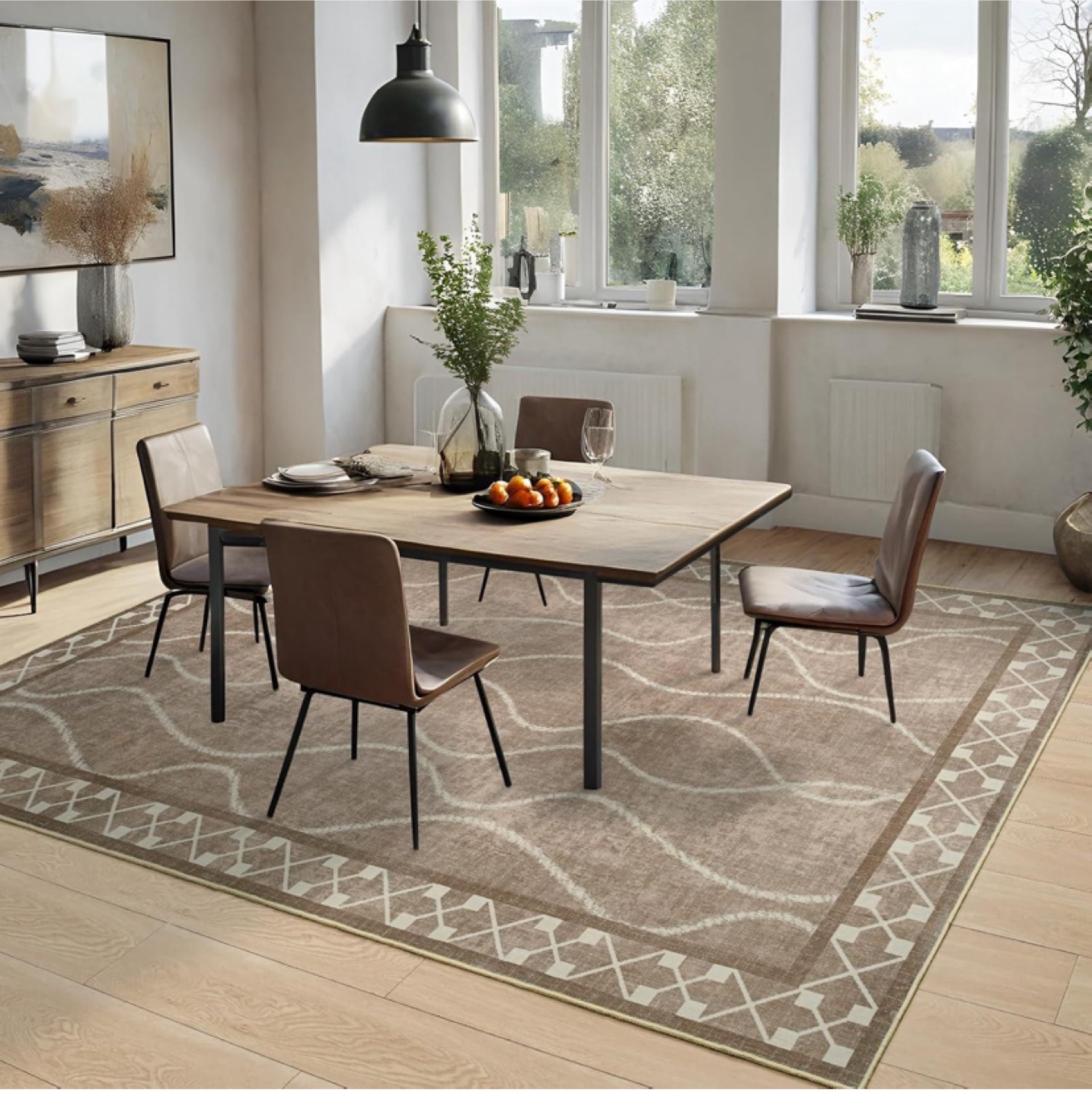 Modern Bordered, Washable Area Rug 5x7 - Brand New - photo 4