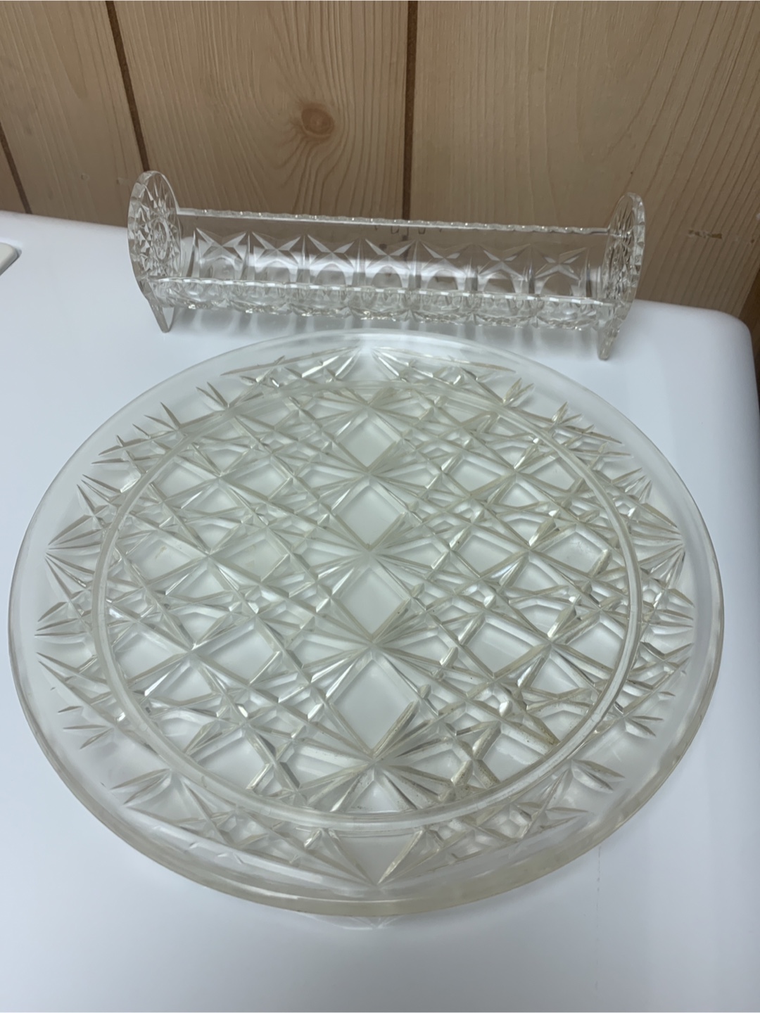 Vintage Hard Plastic Decorative Plate with Serving Dish