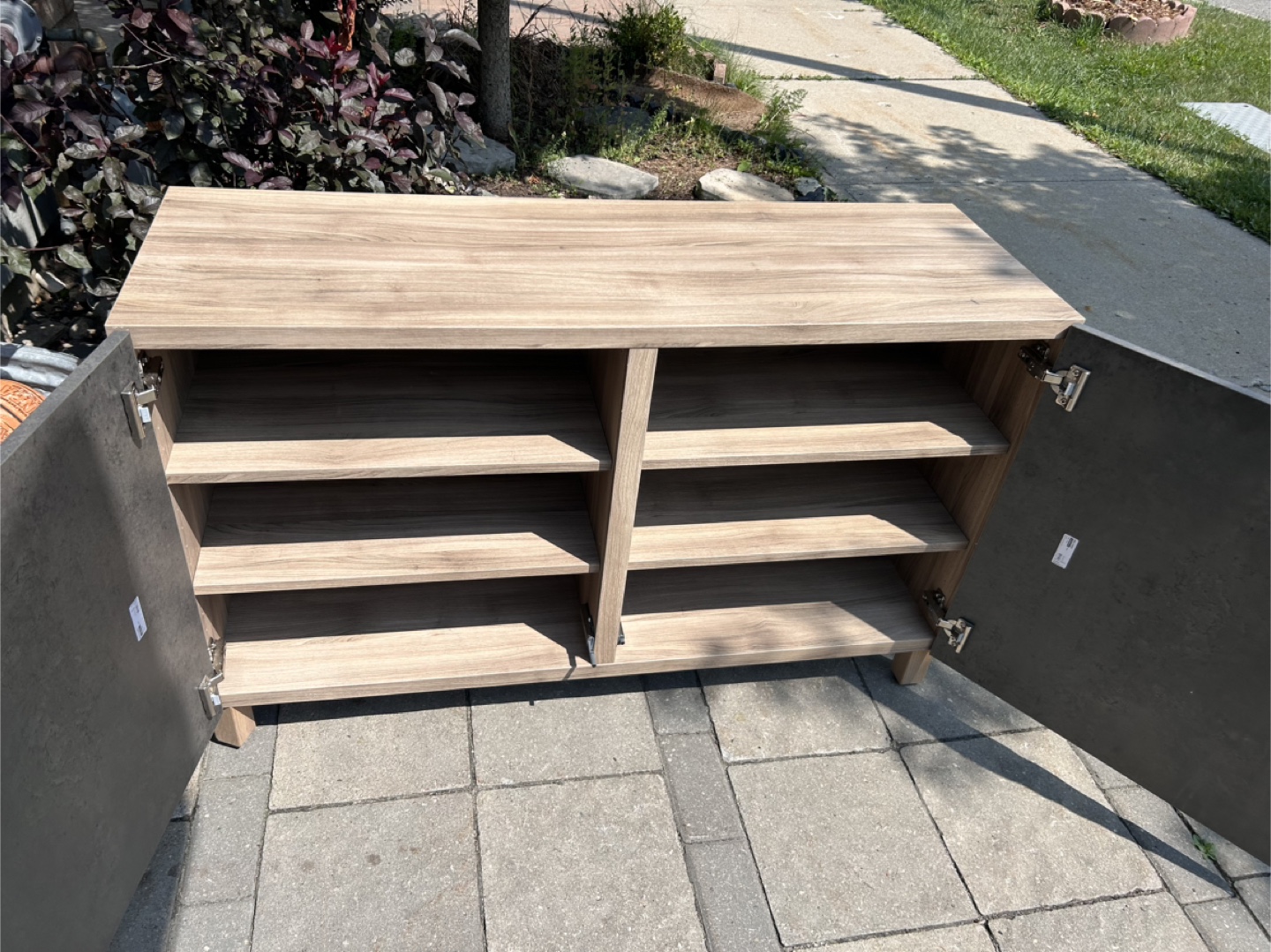 Wood & Grey Cabinet with Shelves - photo 2