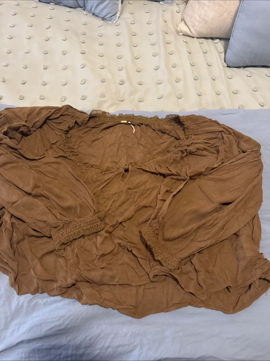 Free People Brown Blouse Size L thumbnail