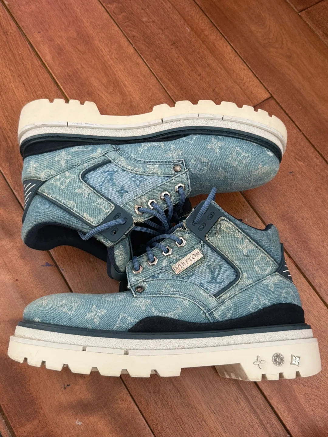 Louis Vuitton Denim Monogram Ankle Boots, Size 8 image indicator(3)