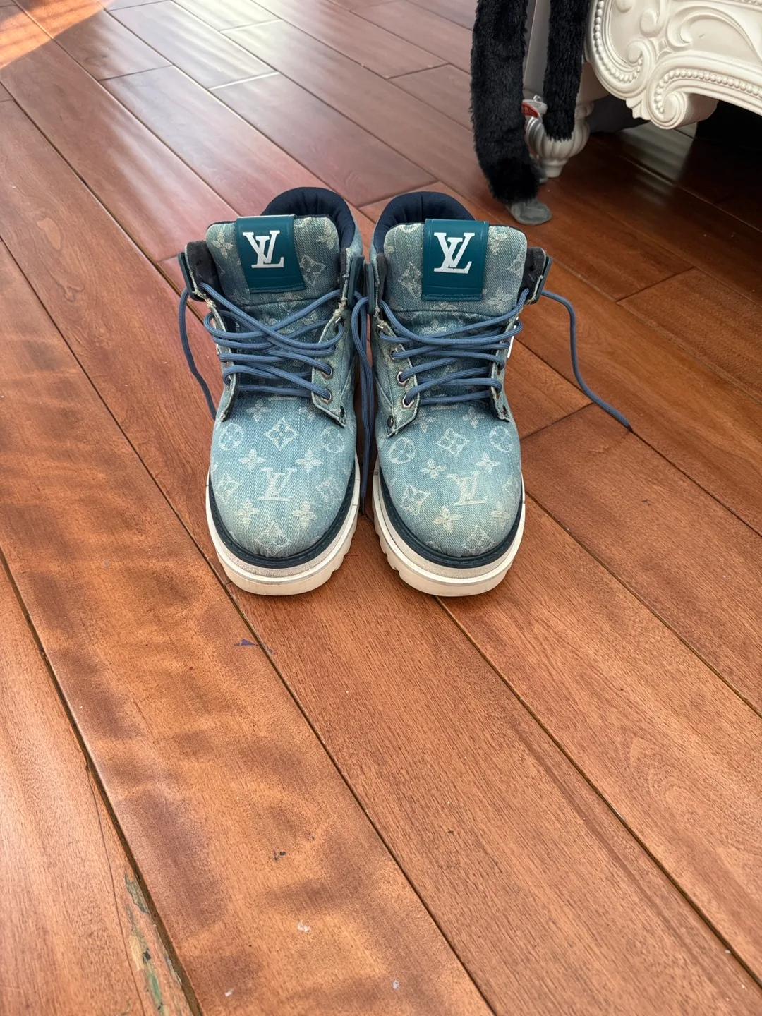 Louis Vuitton Denim Monogram Ankle Boots, Size 8 image indicator(5)