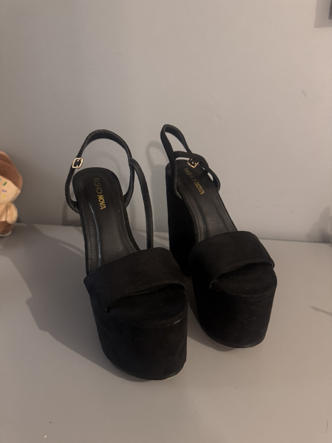 Fashion Nova Black Wedge Heels
