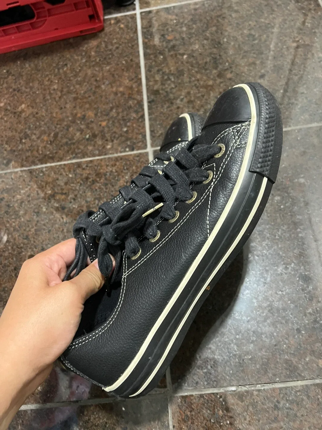 Converse All Star Black Leather Shoes - US 8.5 image indicator(2)