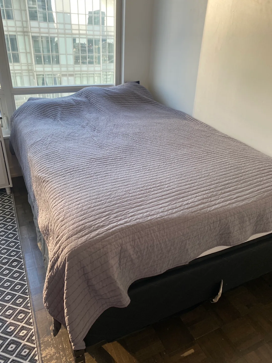 MOVING SALE! Full size bed with box metal frame and Mattress image indicator(2)