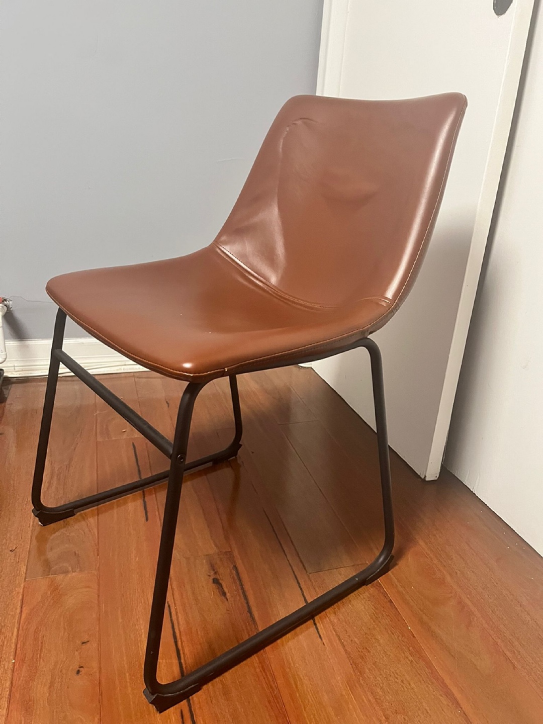 Two Structube Brown Leather Dining Chairs - photo 2