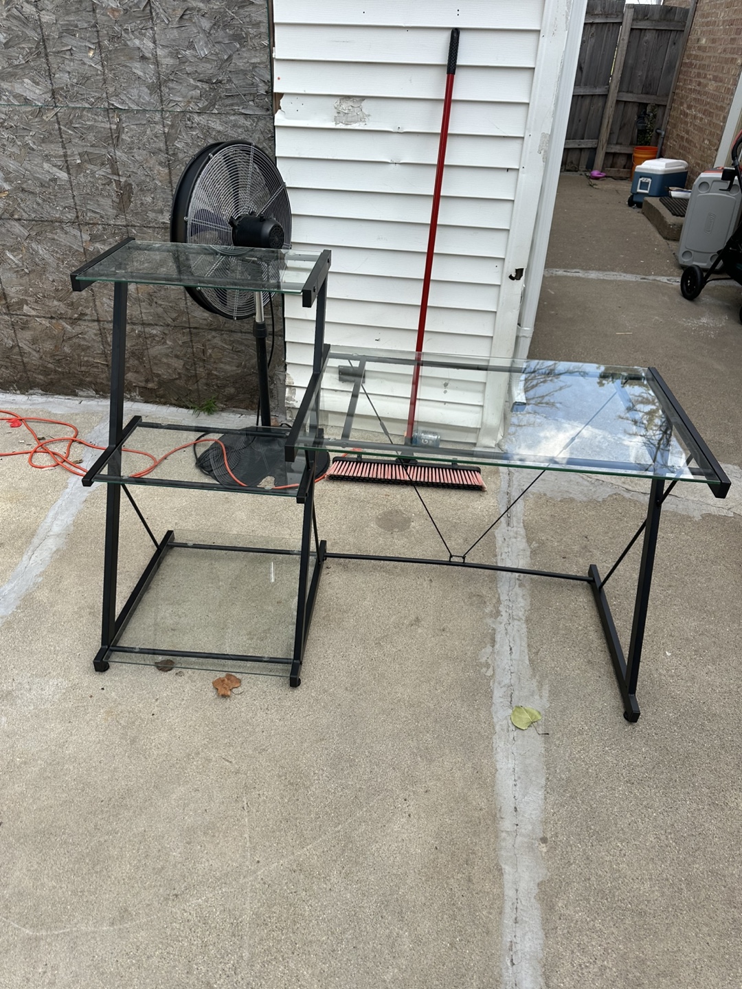 Glass Top Desk with Metal Frame