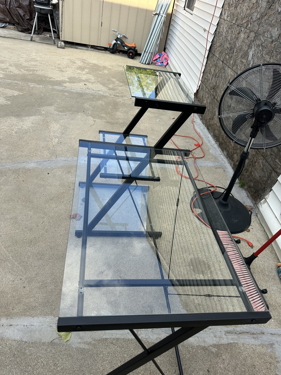 Glass Top Desk with Metal Frame - photo 2