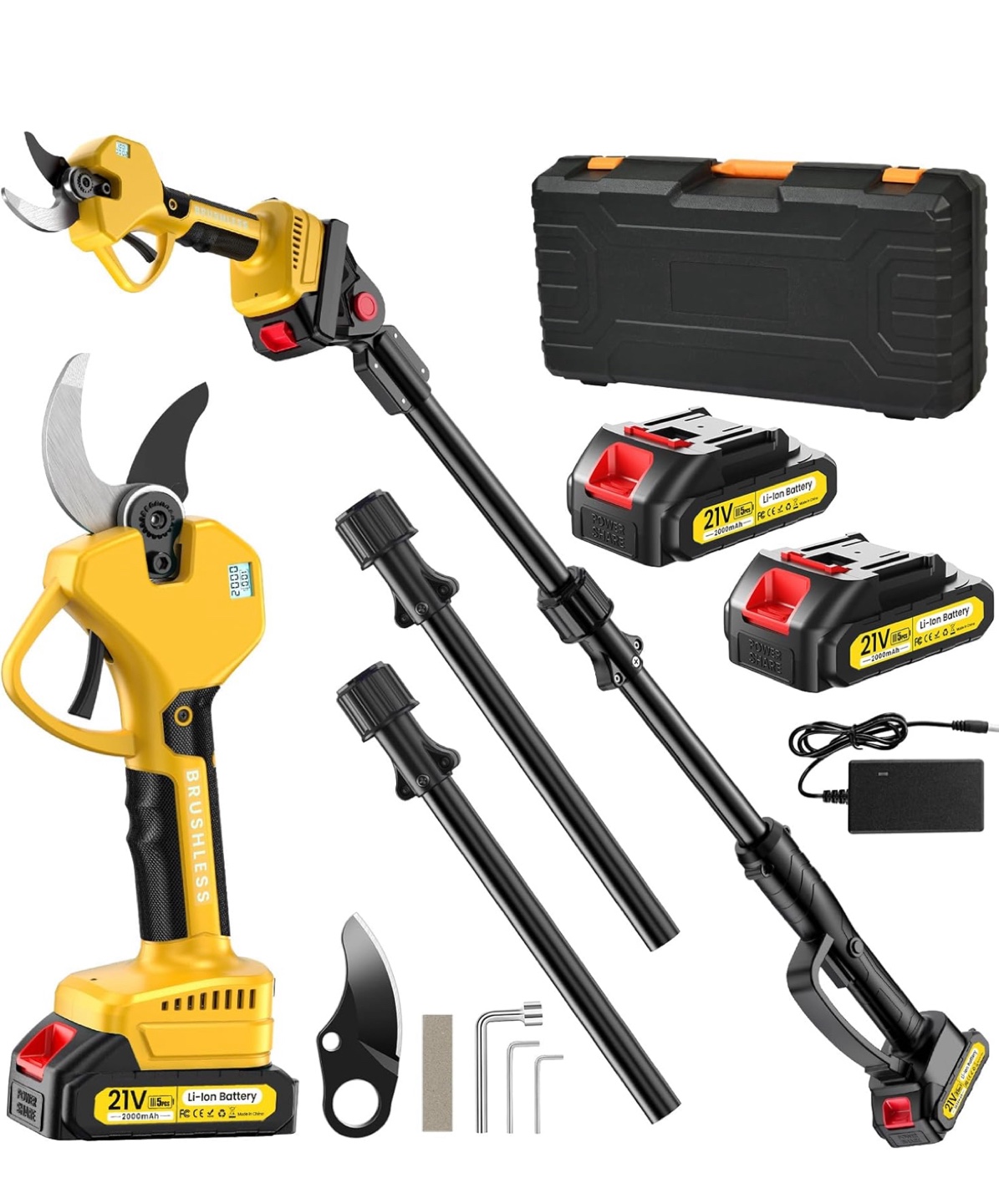 Mustgroom Cordless Electric Pruning Shears with Extension Pole