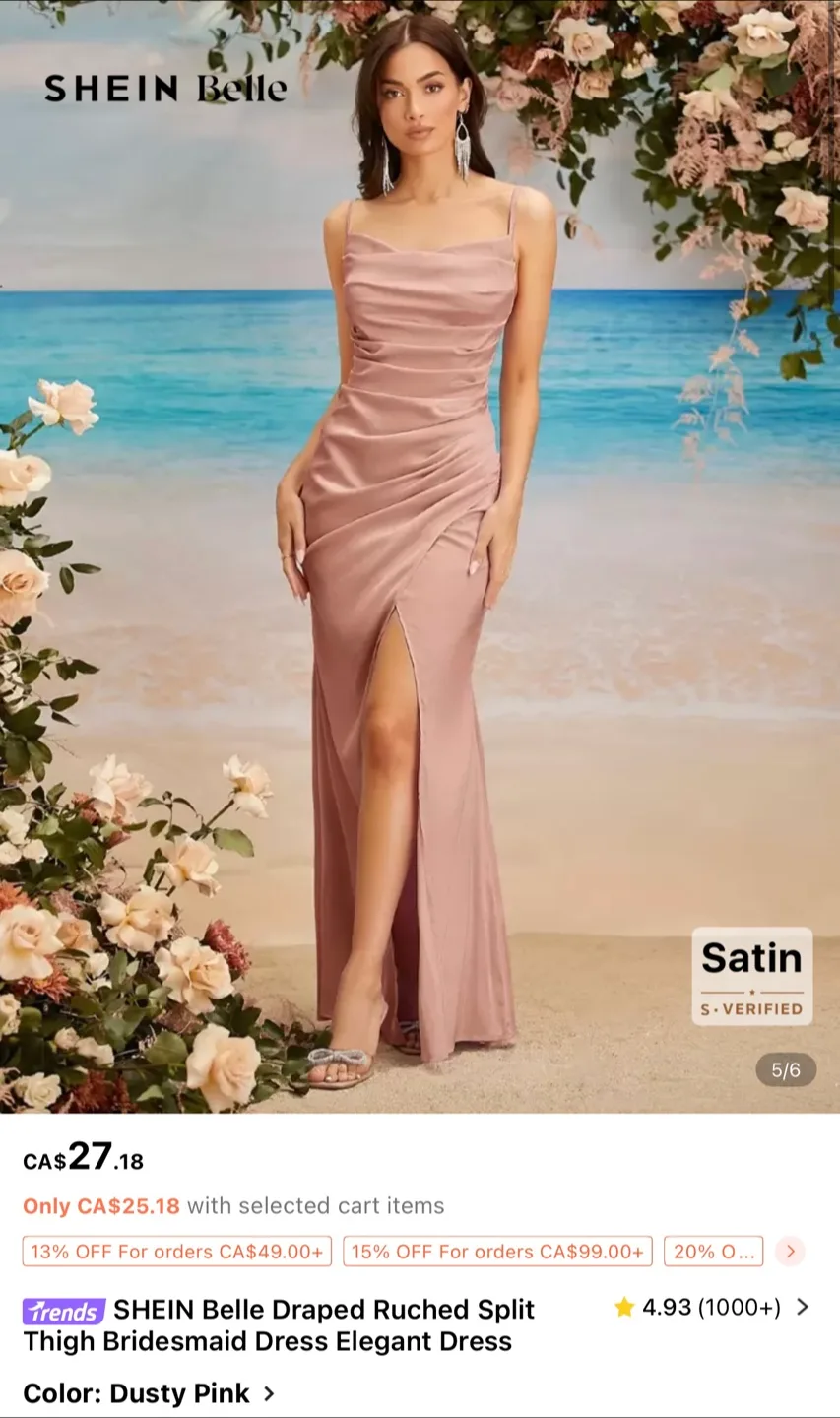 SHEIN Belle Dusty Pink Bridesmaid Dress thumbnail