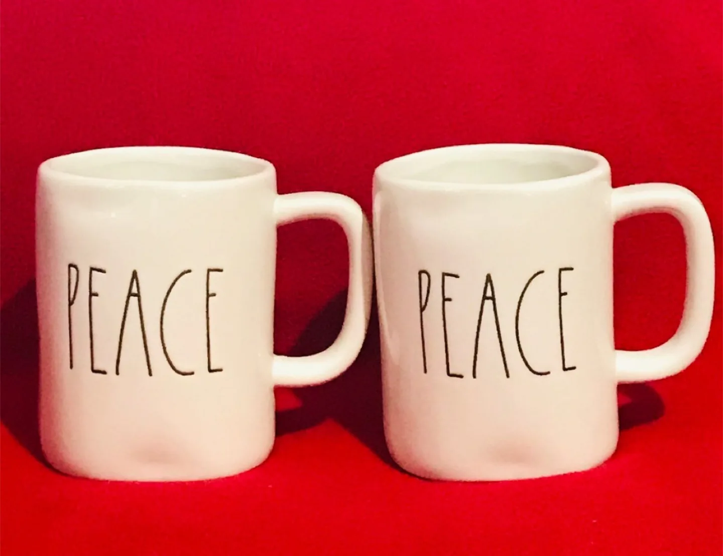Rae Dunn "PEACE" Mugs lot of 2 NEW thumbnail