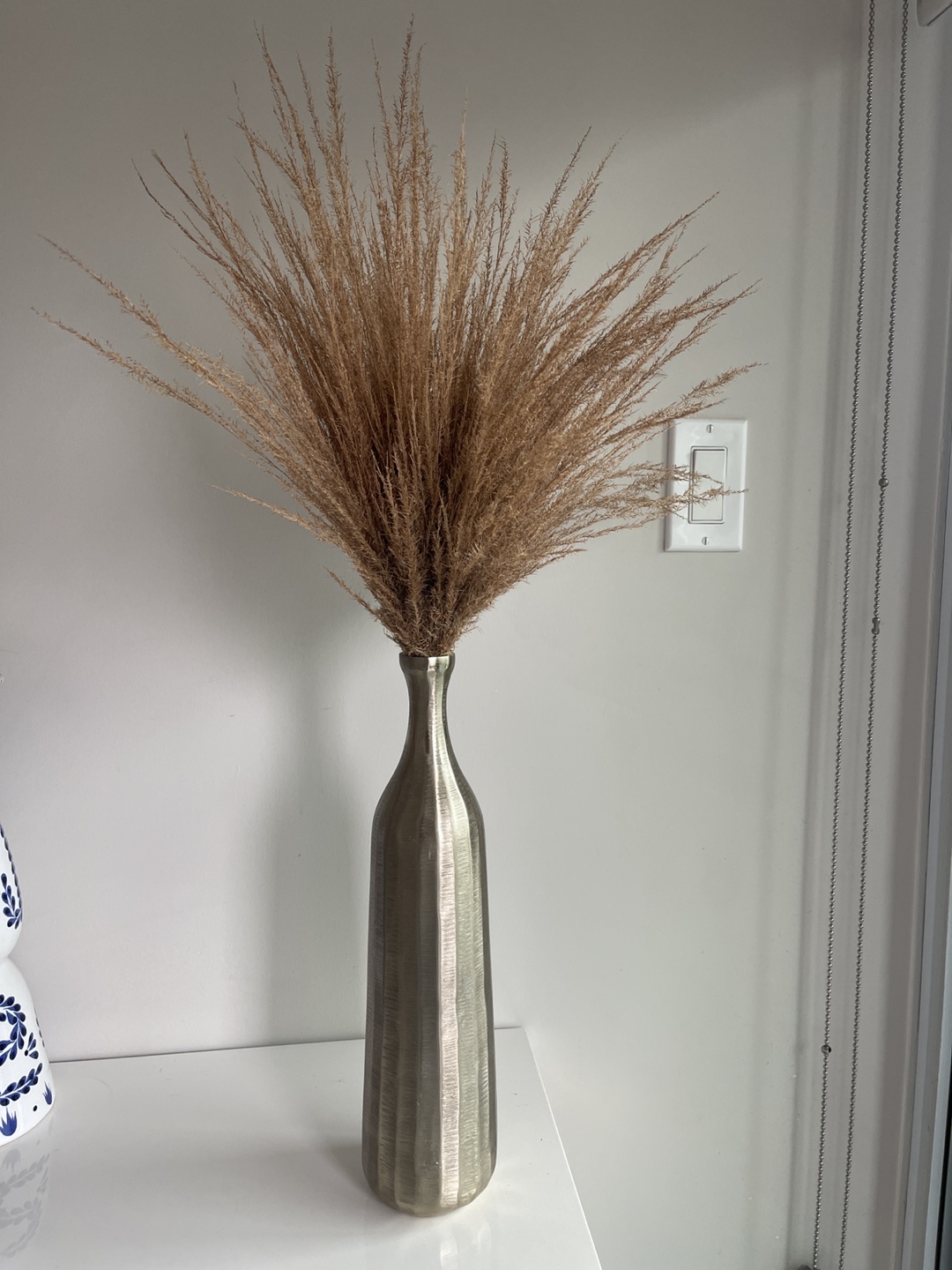 Gold Vase with Pampas Grass