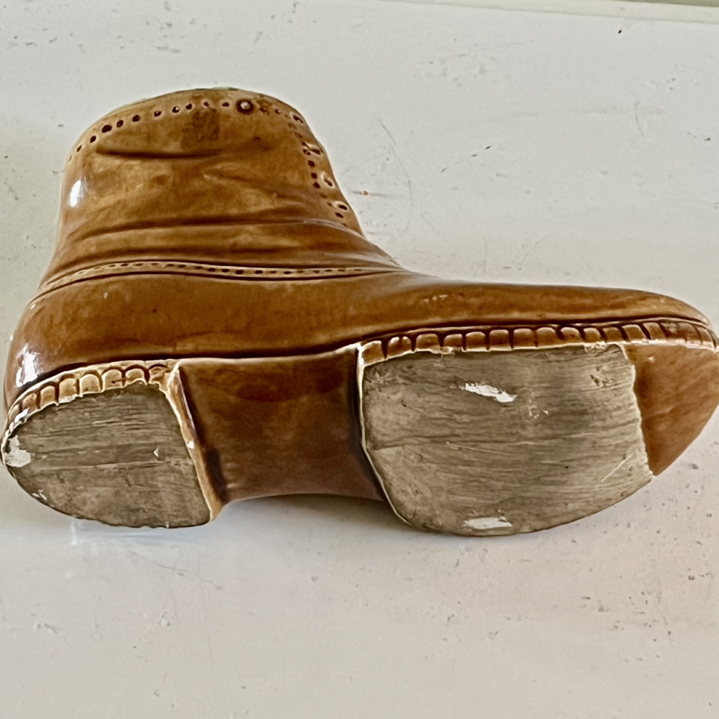 Victorian Honey Glazed Pottery BootPin Cushion - photo 3