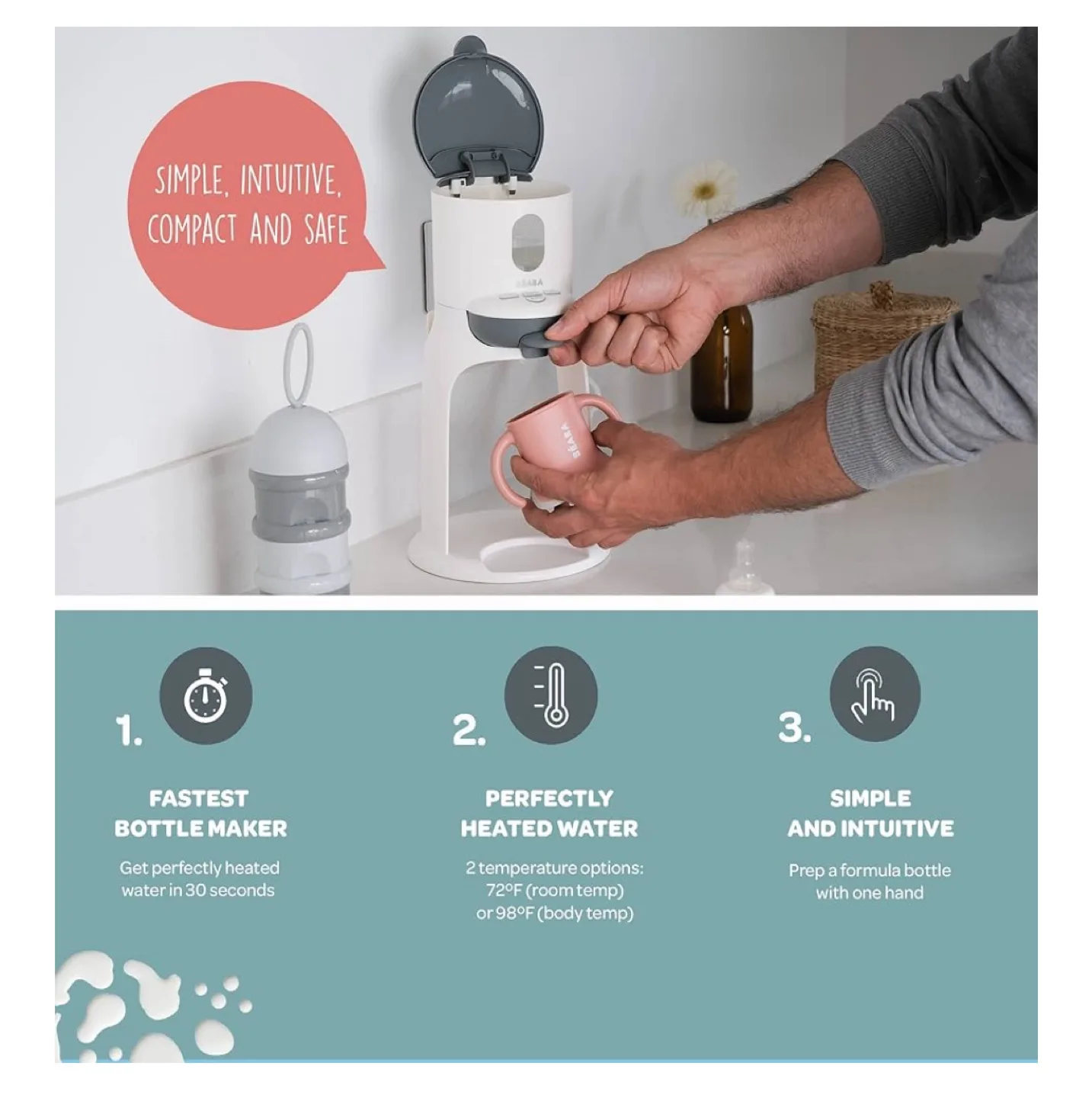 New! BEABA Bib'Expresso Fast Warmer - Grey image indicator(7)