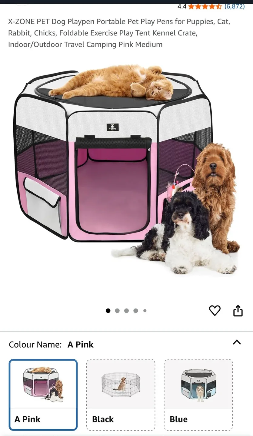 New X-ZONE PET Pink Dog Playpen - Medium thumbnail