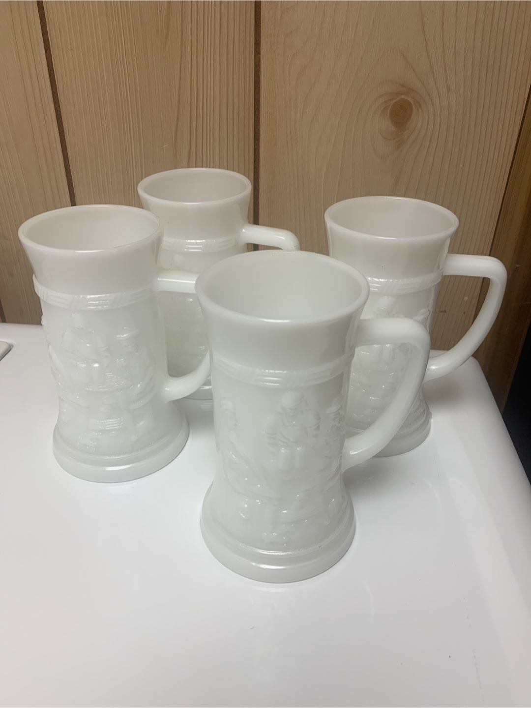 Vintage Milk Glass Mugs - Set of 4