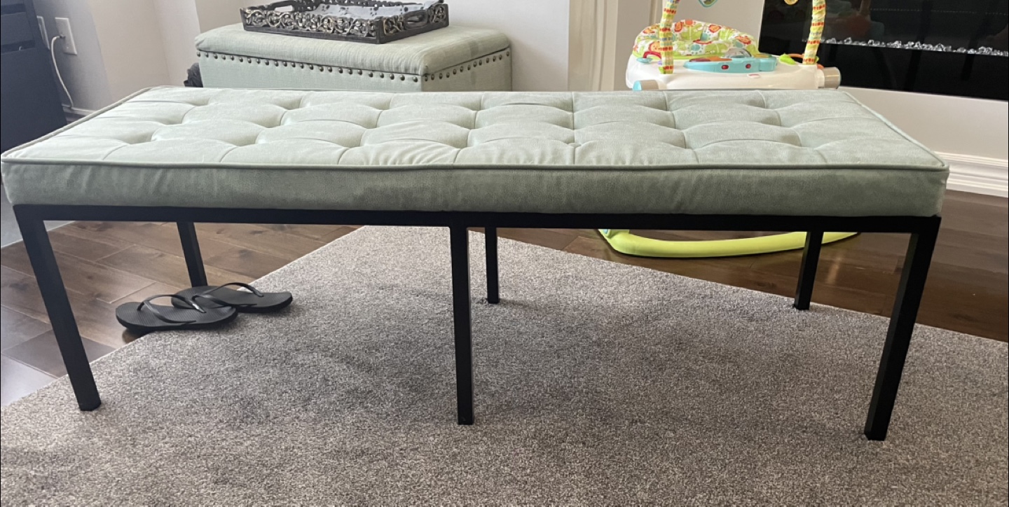 Upholstered Bench with Metal Legs
